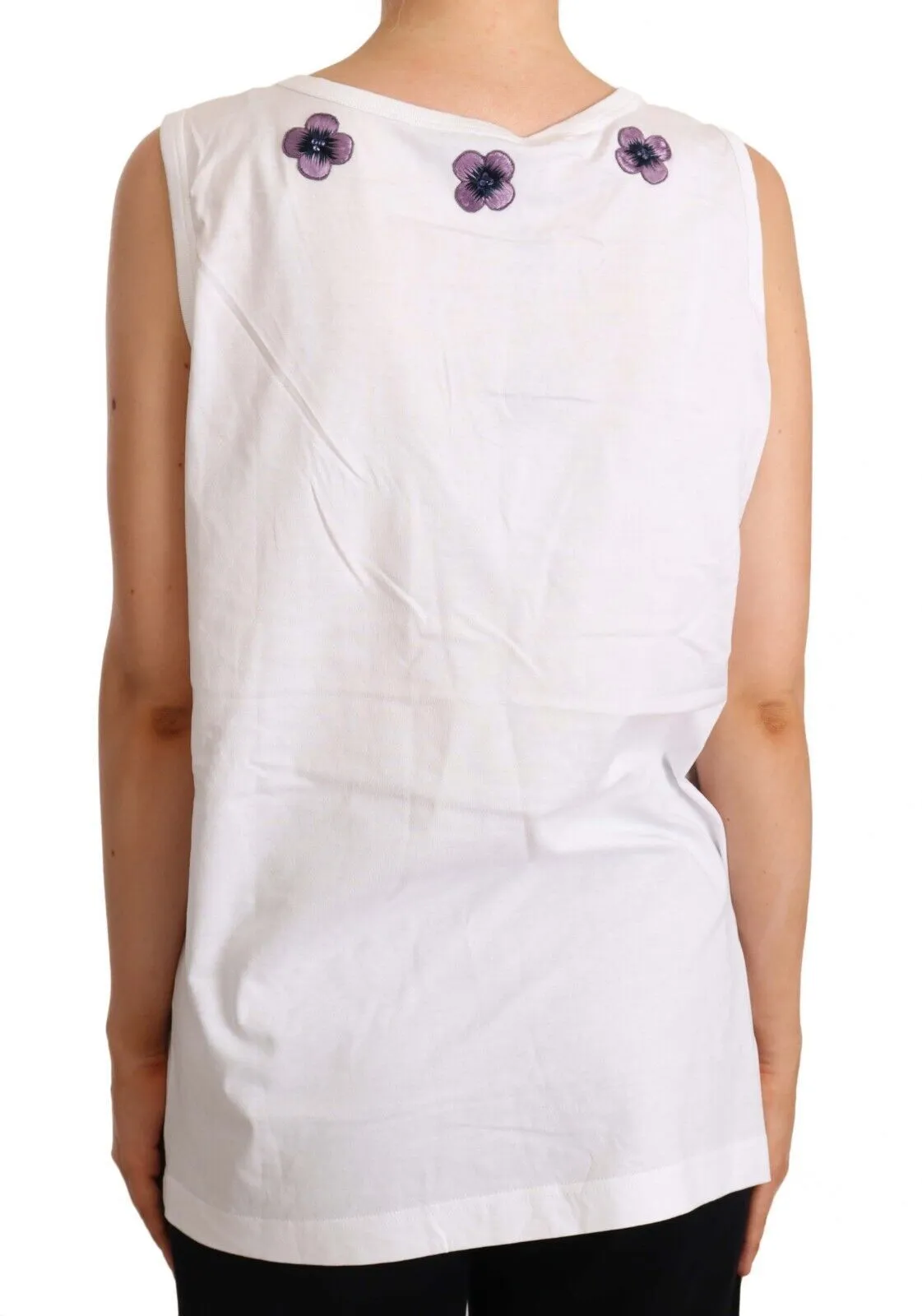 Dolce & Gabbana Women's Floral Trim Logo Tank Top in White