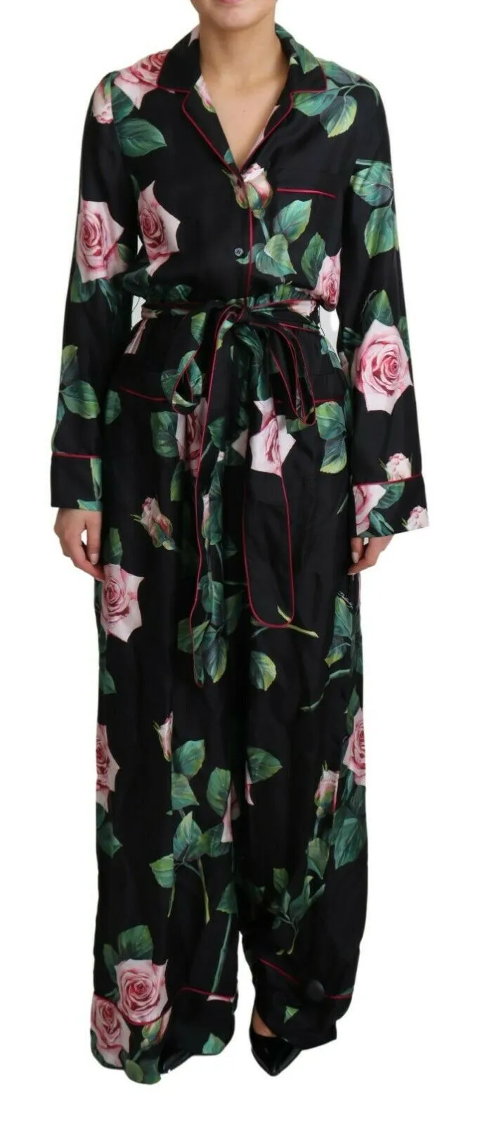 Dolce & Gabbana Women's Elegant Silk Jumpsuit with Rose Print