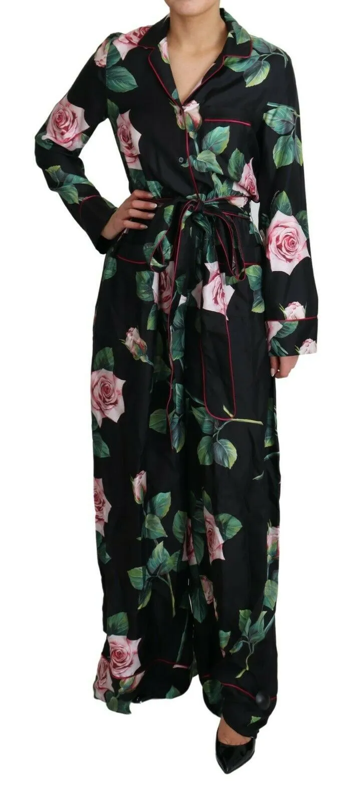 Dolce & Gabbana Women's Elegant Silk Jumpsuit with Rose Print