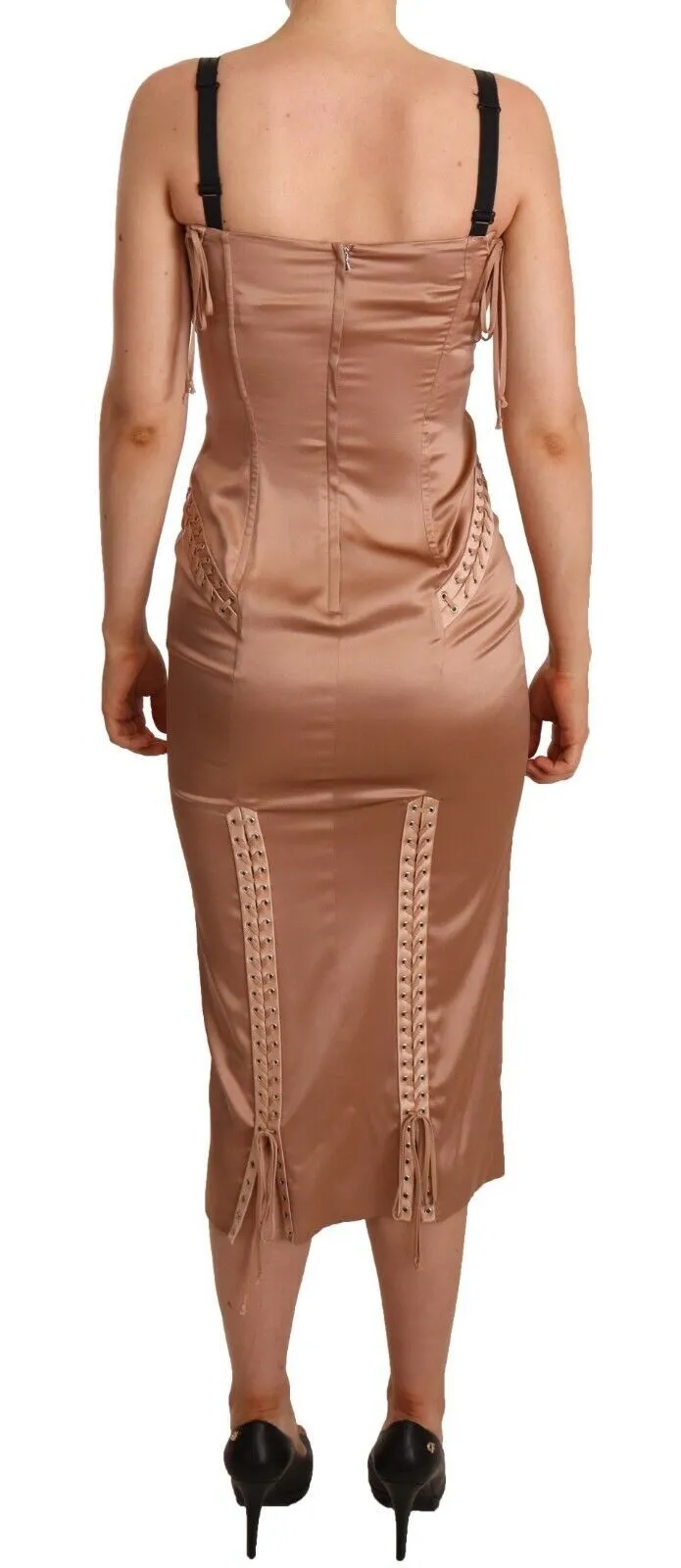 Dolce & Gabbana Women's Elegant Nude Corset Midi Dress
