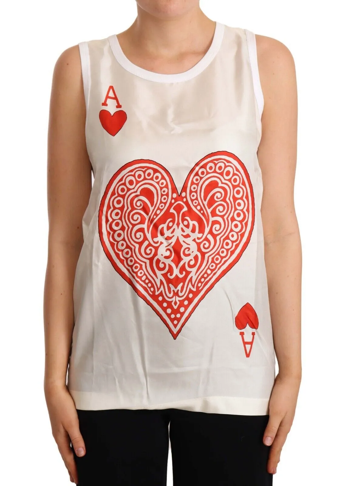 Dolce & Gabbana Women's Elegant Sleeveless Ace of Hearts Tank Top