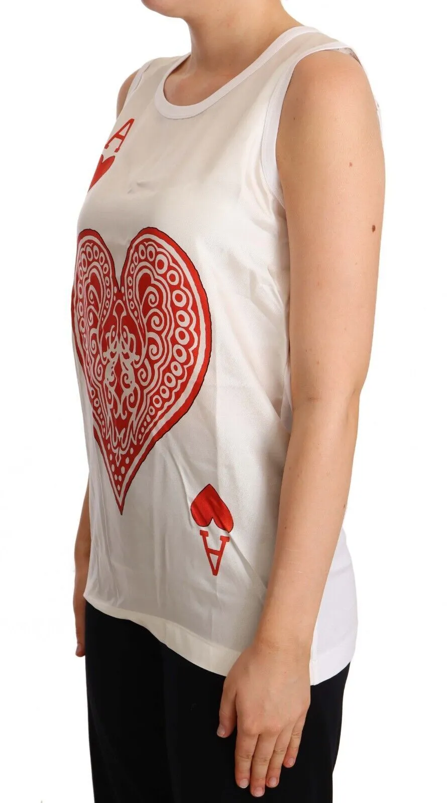 Dolce & Gabbana Women's Elegant Sleeveless Ace of Hearts Tank Top