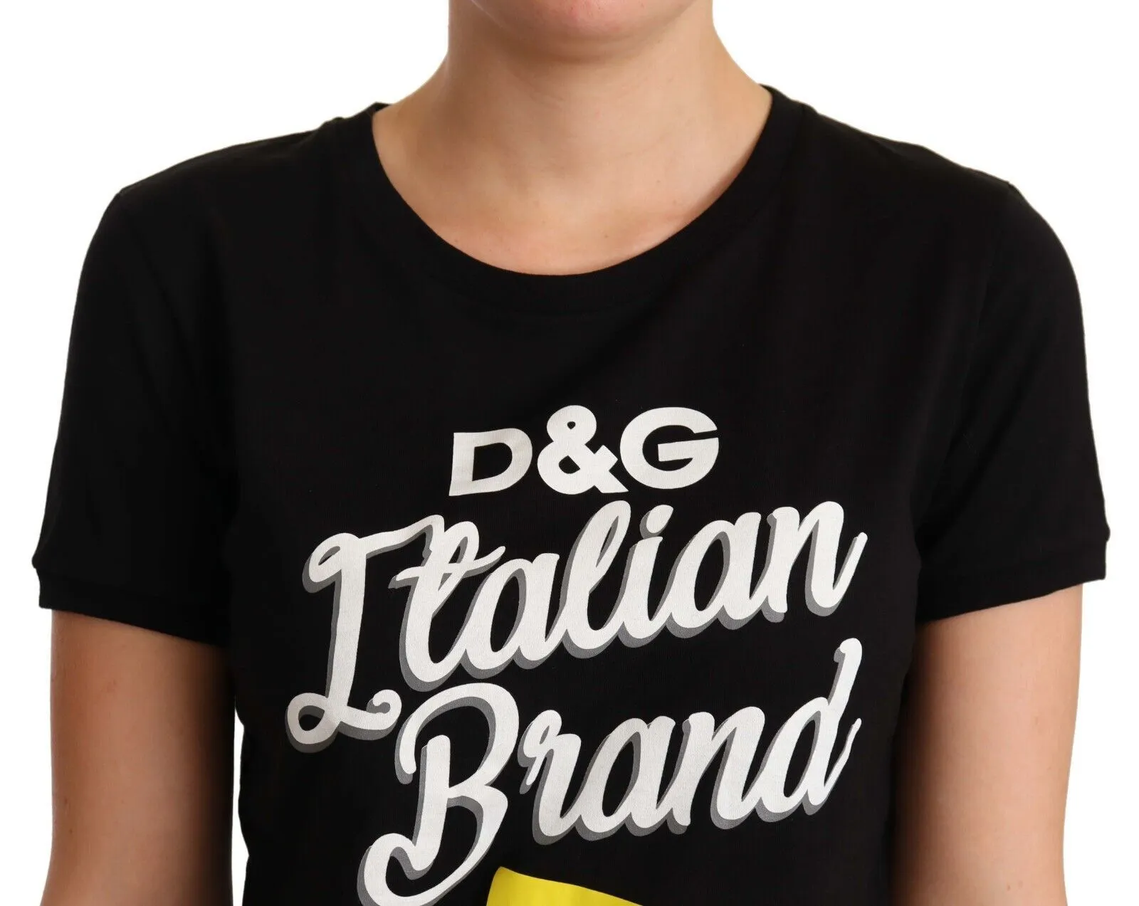 Dolce & Gabbana Women's Elegant Black Cotton Tee with Vibrant Logo