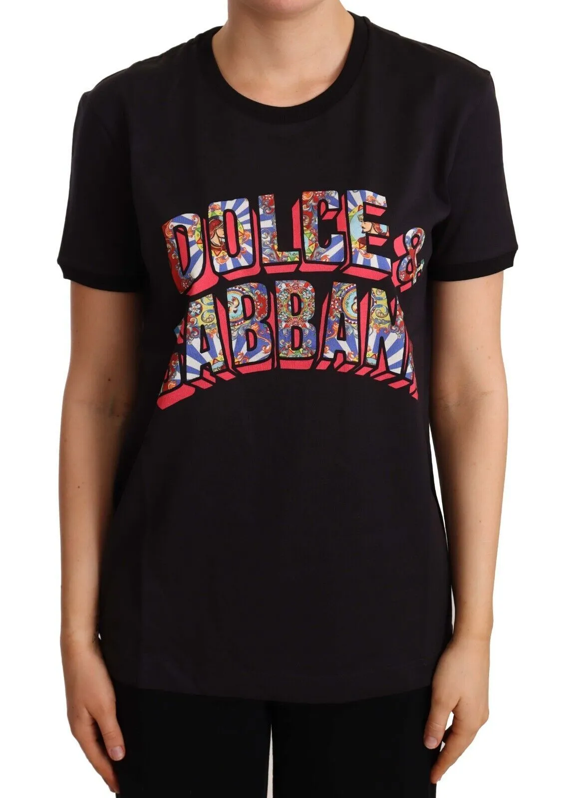Dolce & Gabbana Women's Elegant Black Cotton Logo Tee