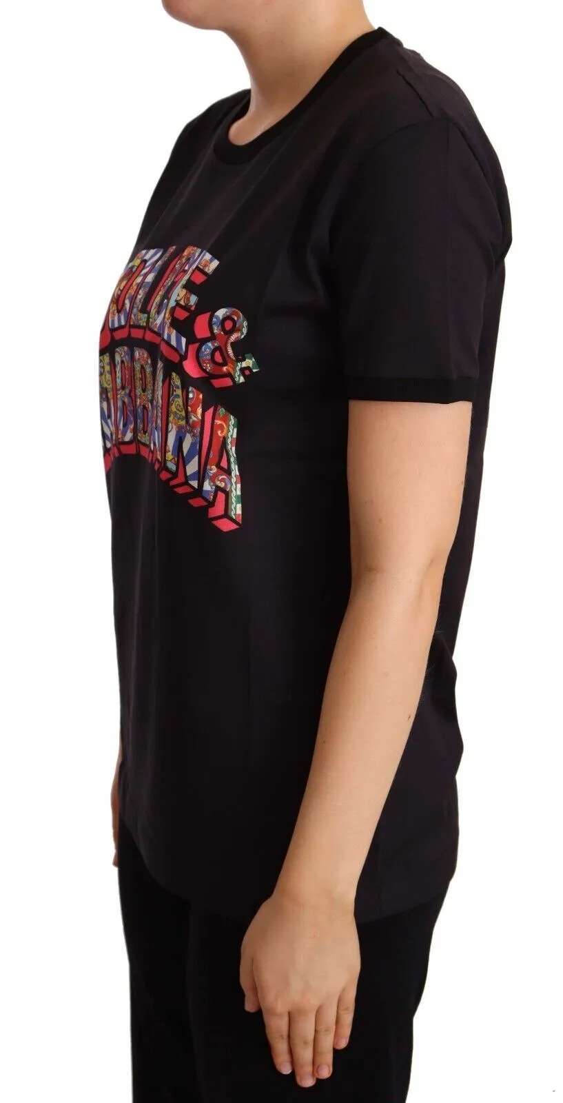 Dolce & Gabbana Women's Elegant Black Cotton Logo Tee