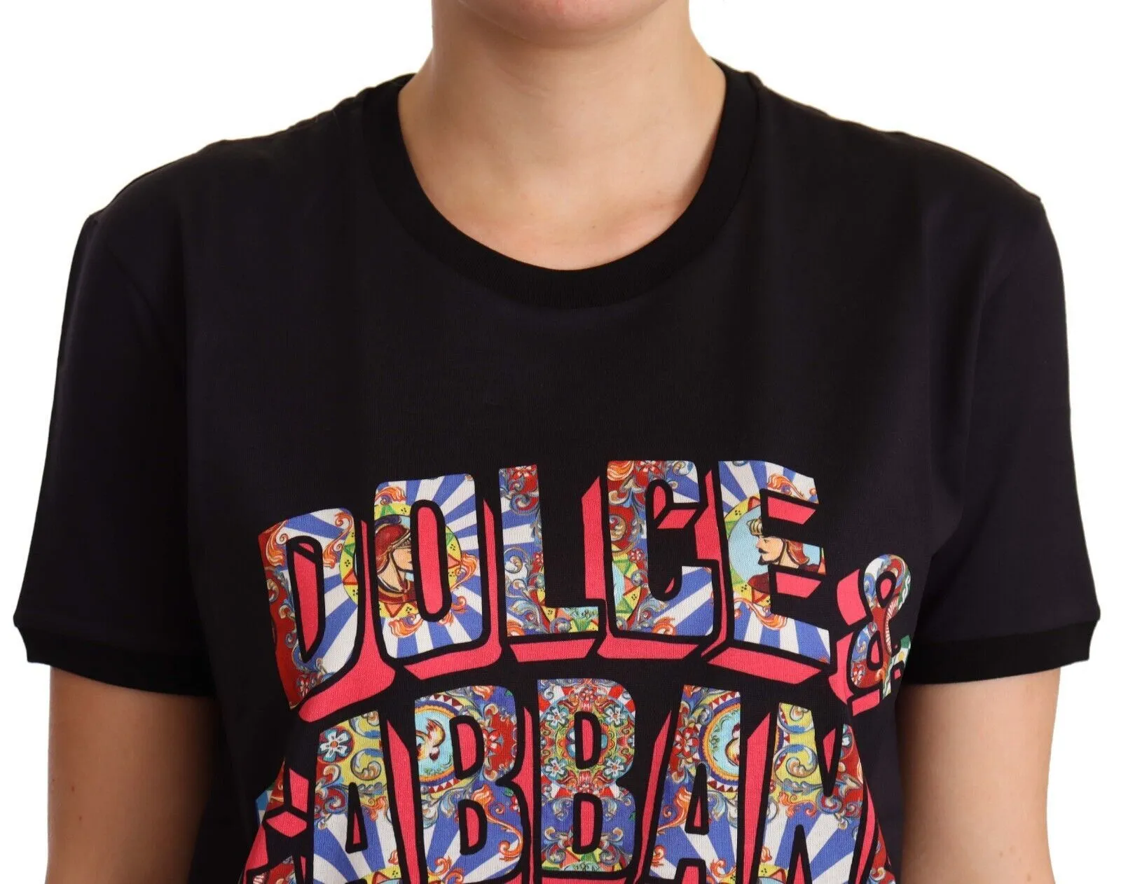 Dolce & Gabbana Women's Elegant Black Cotton Logo Tee