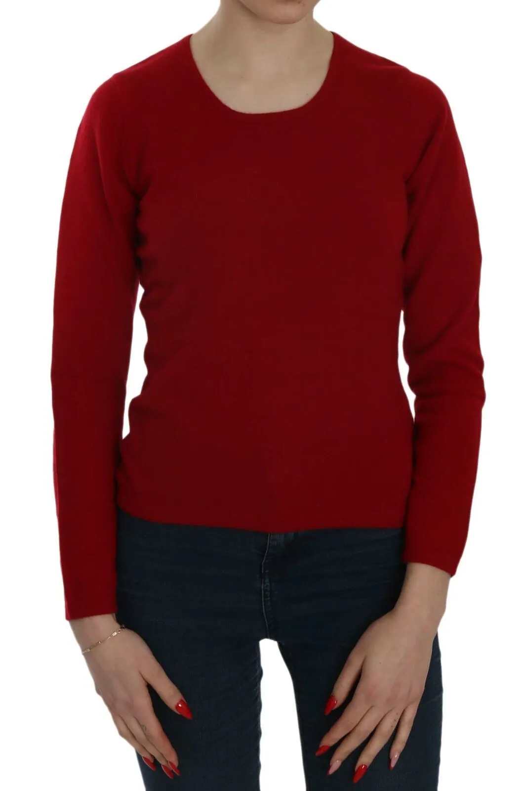 MILA SCHÖN Women's Elegant Red Cashmere Pullover Blouse
