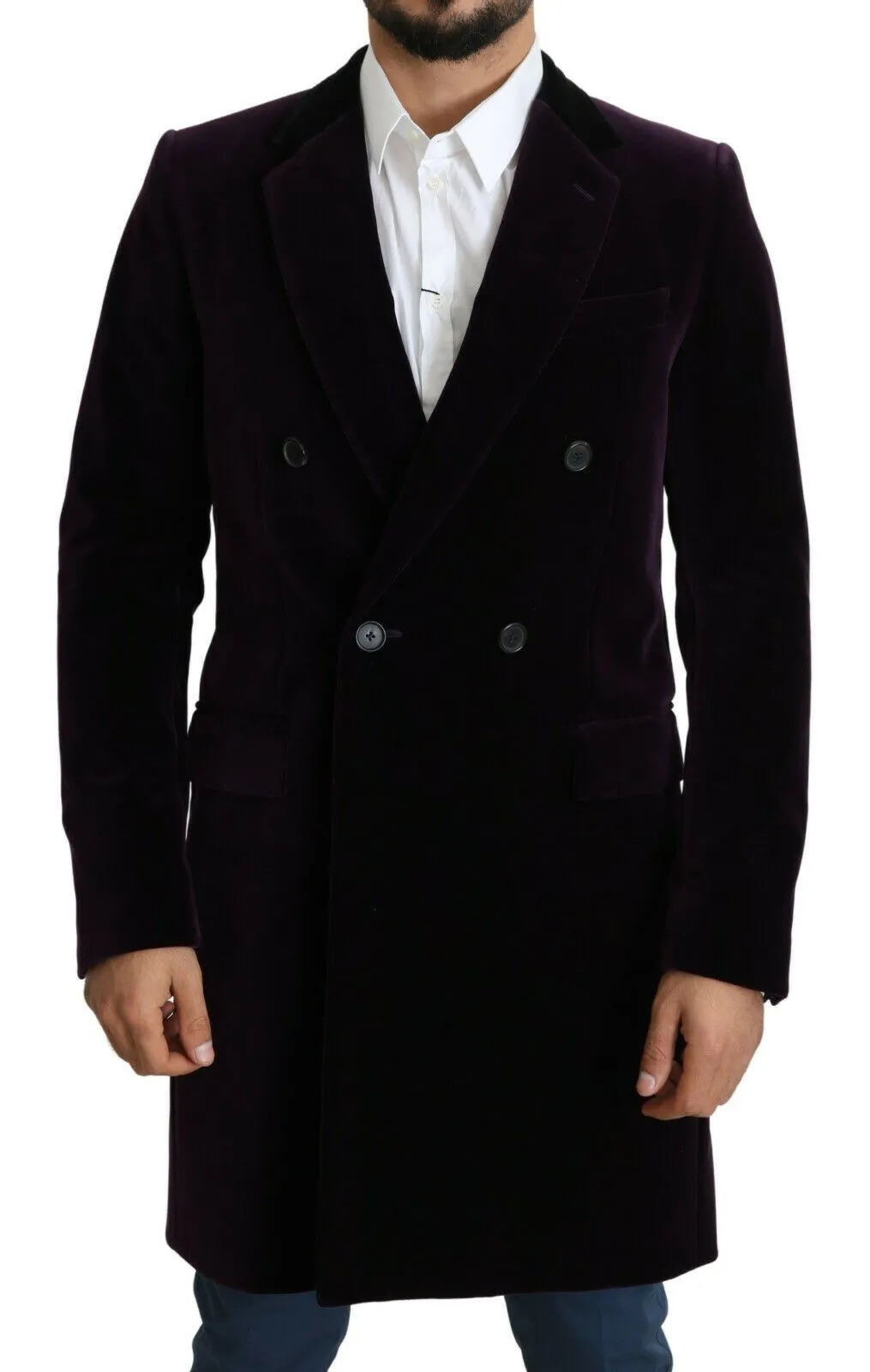 Dolce & Gabbana Men's Elegant Velvet Double-Breasted Coat
