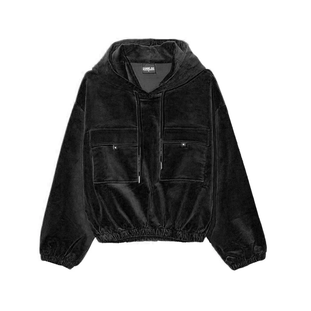 Comme Des Fuckdown Women's Velvet Hooded Sweatshirt with Chest Pockets