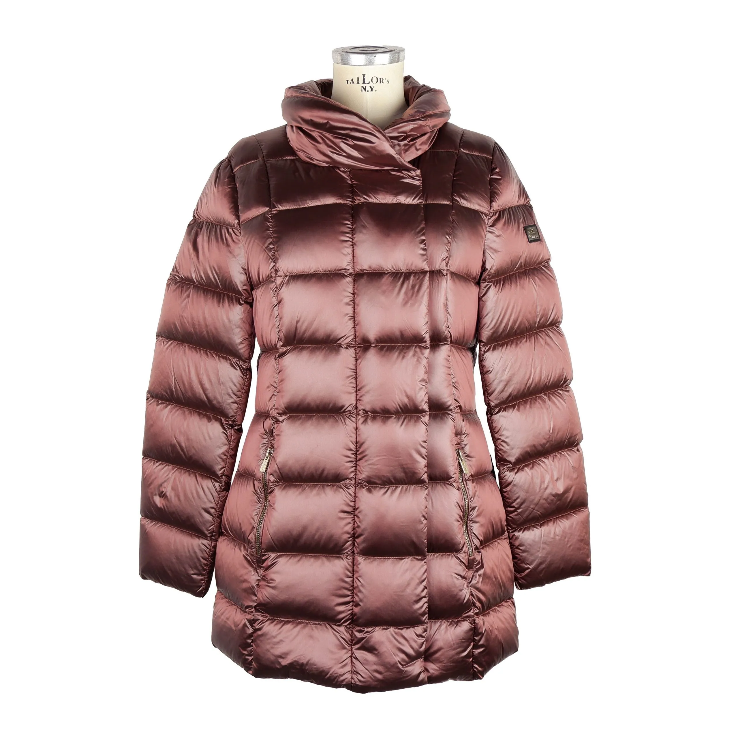 Yes Zee Women's Chic Pink High Collar Down Jacket