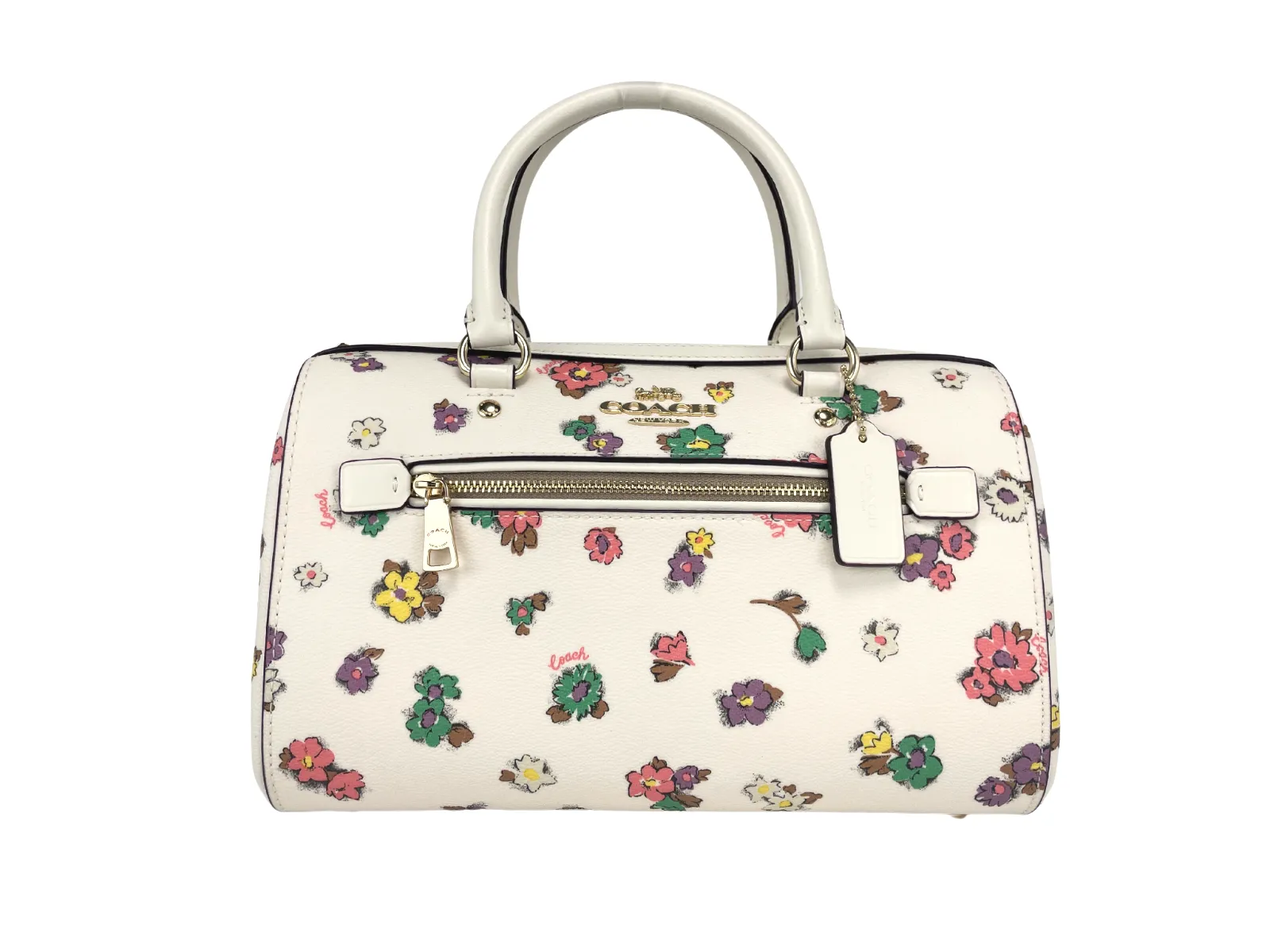 COACH Women's (CA229) Floral Field Leather Rowan Medium Satchel Handbag Purse Crossbody