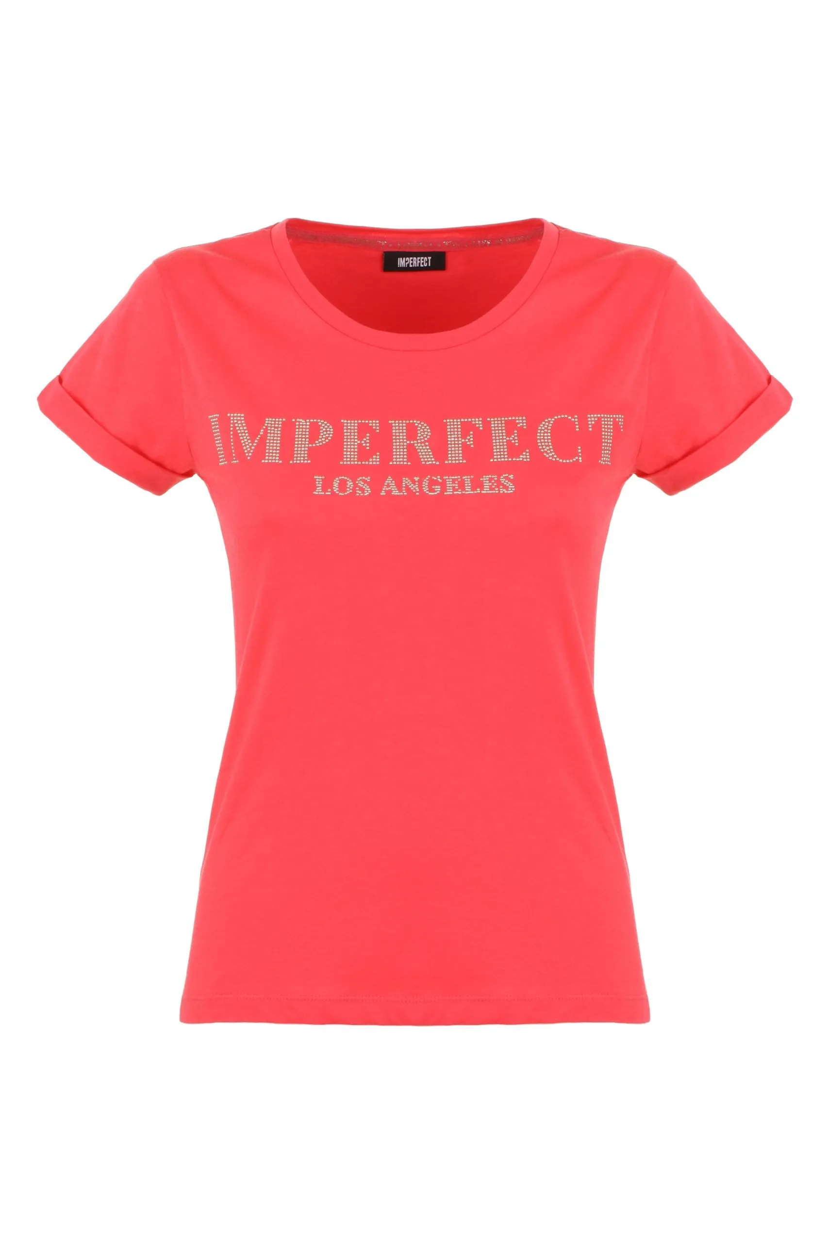 Imperfect Women's Chic Pink Cotton Logo Tee for Women