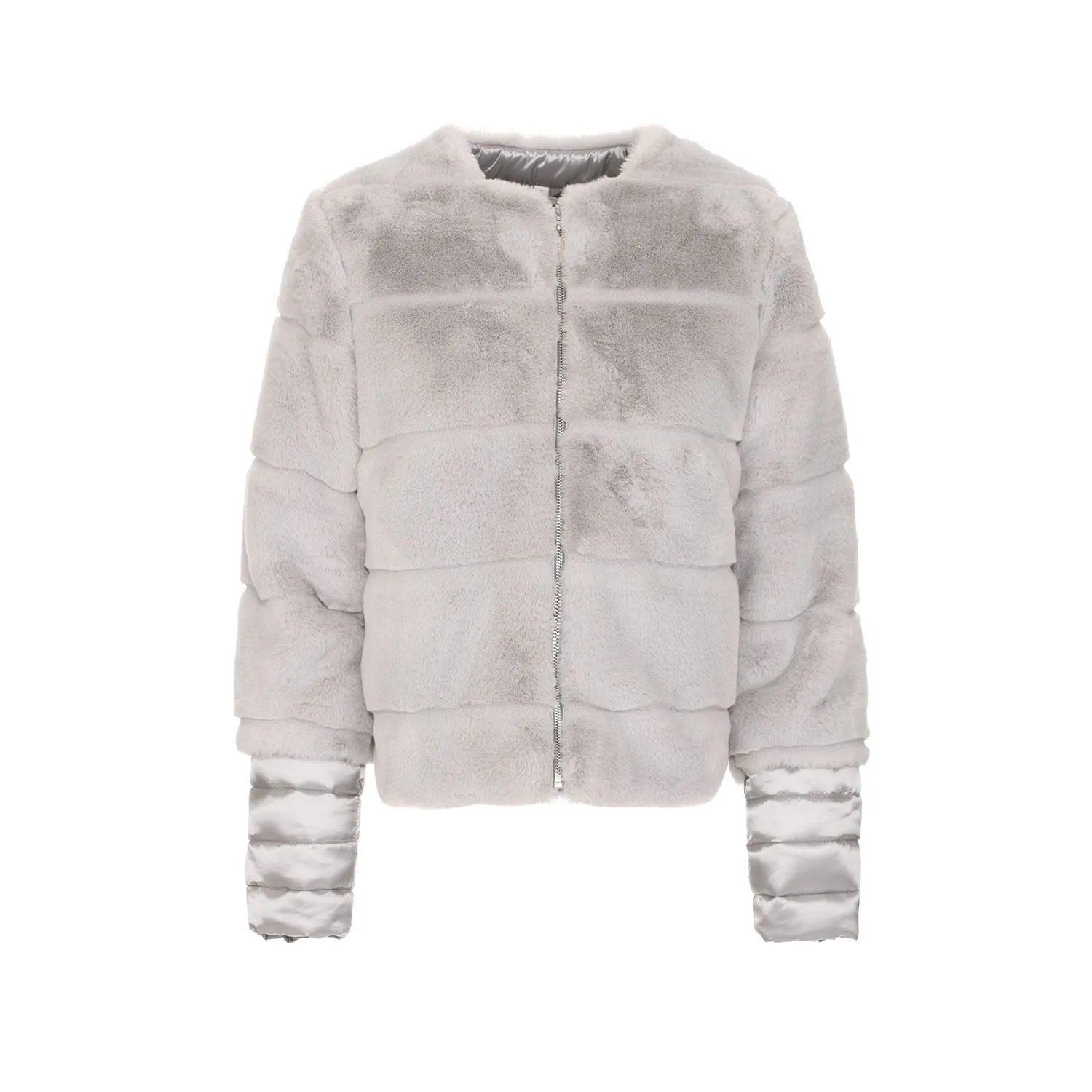 Maison Espin Women's Elegant Gray Faux Fur Outerwear