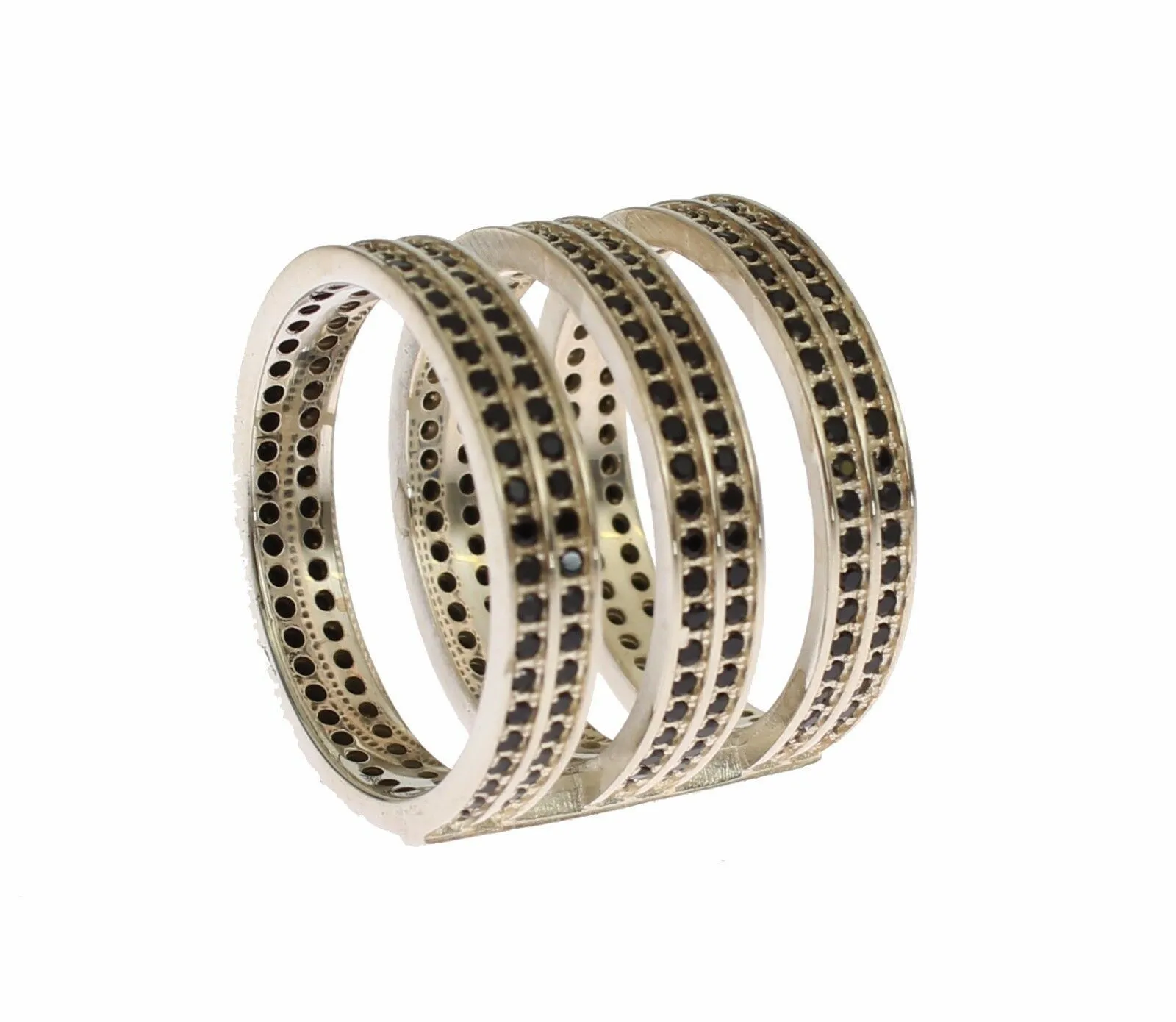 Nialaya Women's Exquisite Black CZ Crystal Silver Ring
