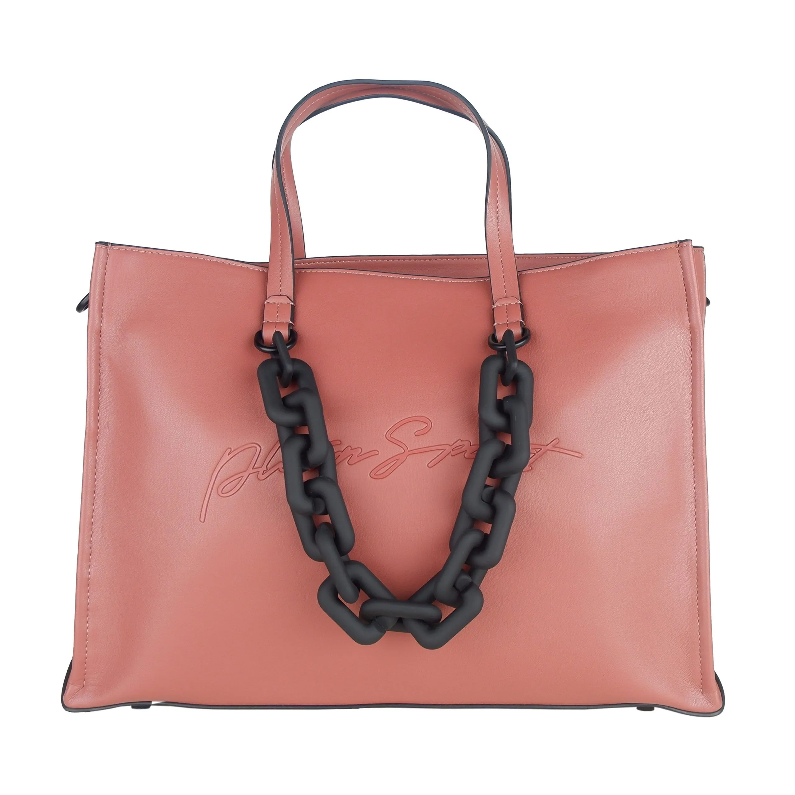 Plein Sport Women's Chic Pink Eco-Leather Shopper with Embossed Logo