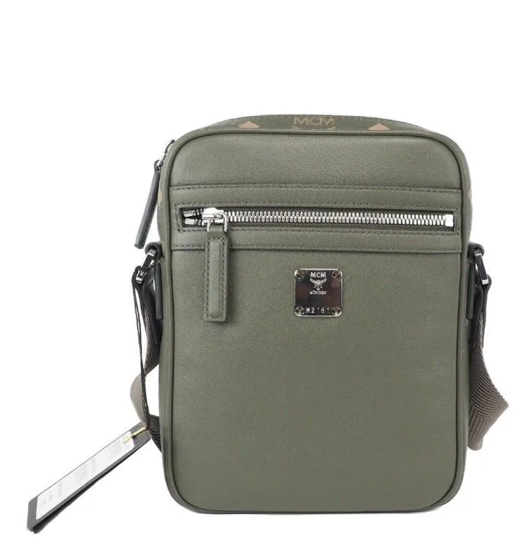 MCM Women's Klassik Mini Sea Turtle Visetos Mixed Leather Multifunction Crossbody Bag Green