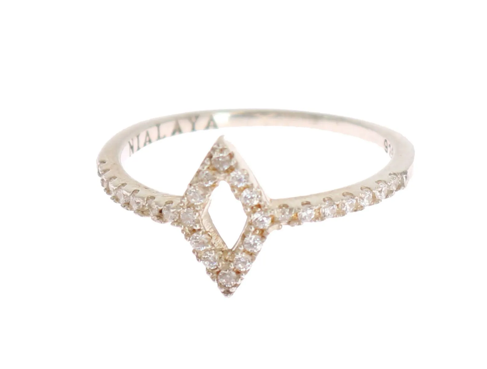 Nialaya Women's Elegant Silver CZ Crystal Studded Ring