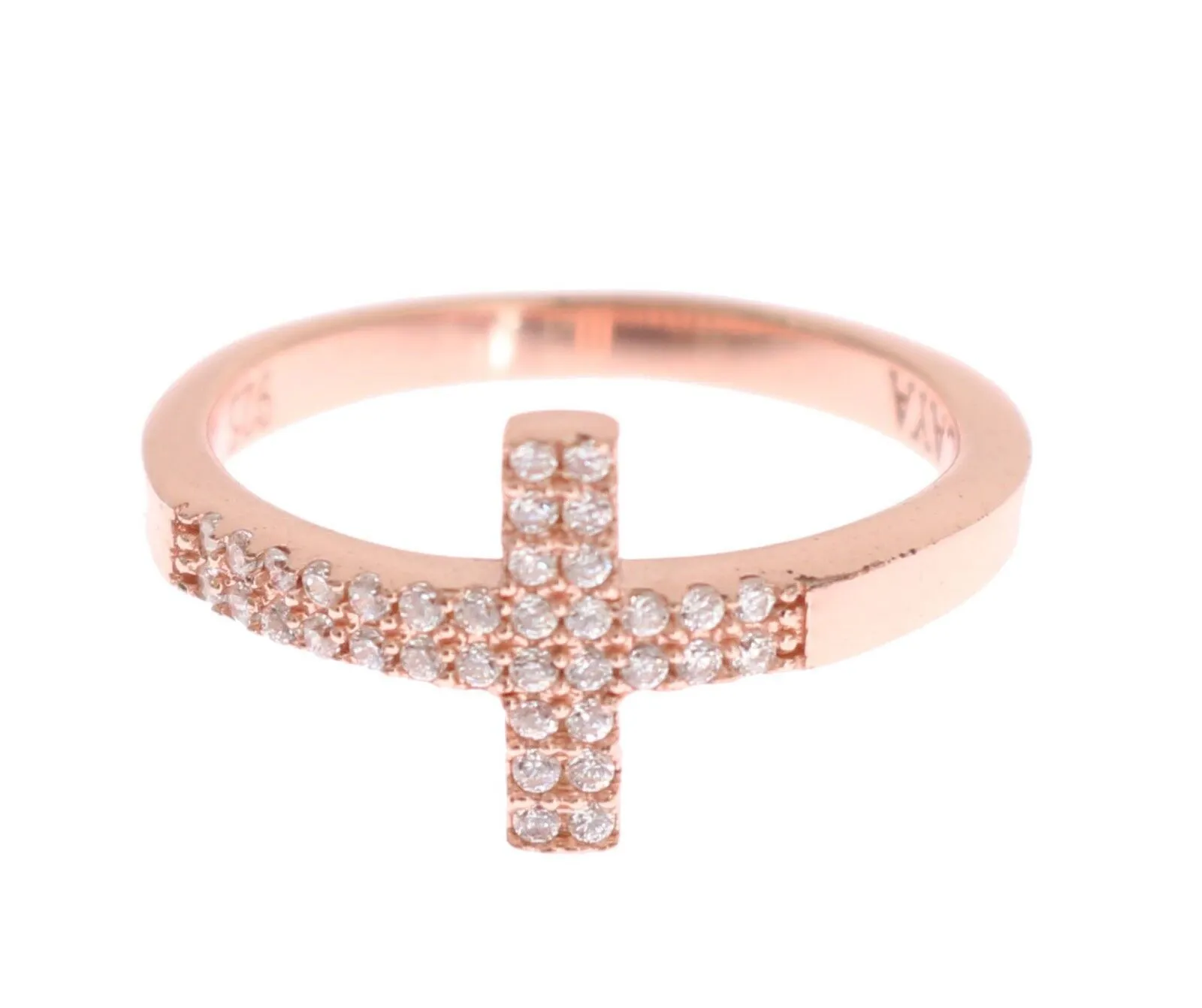 Nialaya Women's Elegant Pink Crystal Encrusted Silver Ring
