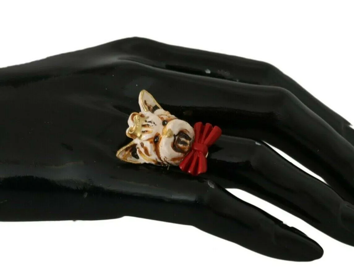 Dolce & Gabbana Women's Elegant Canine-Inspired Gold Tone Ring