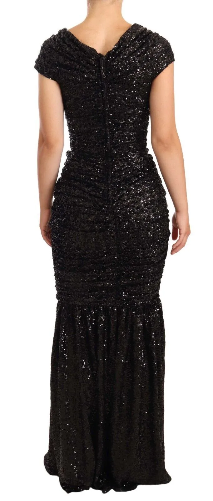 Dolce & Gabbana Women's Elegant Black Sequined Open Shoulder Gown
