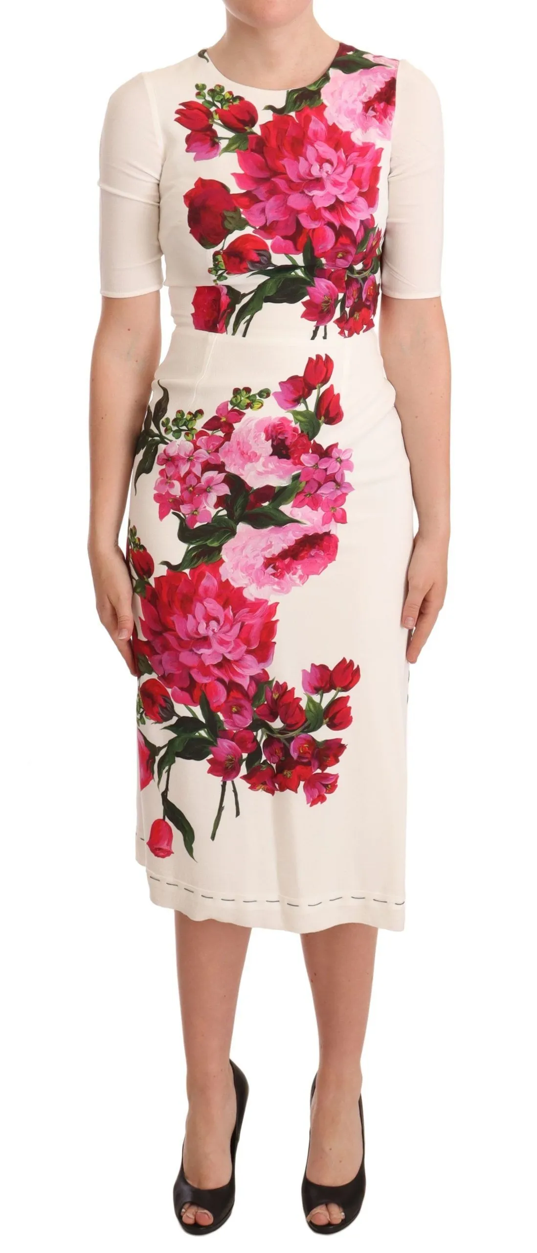 Dolce & Gabbana Women's Elegant Floral Midi Bodycon Dress