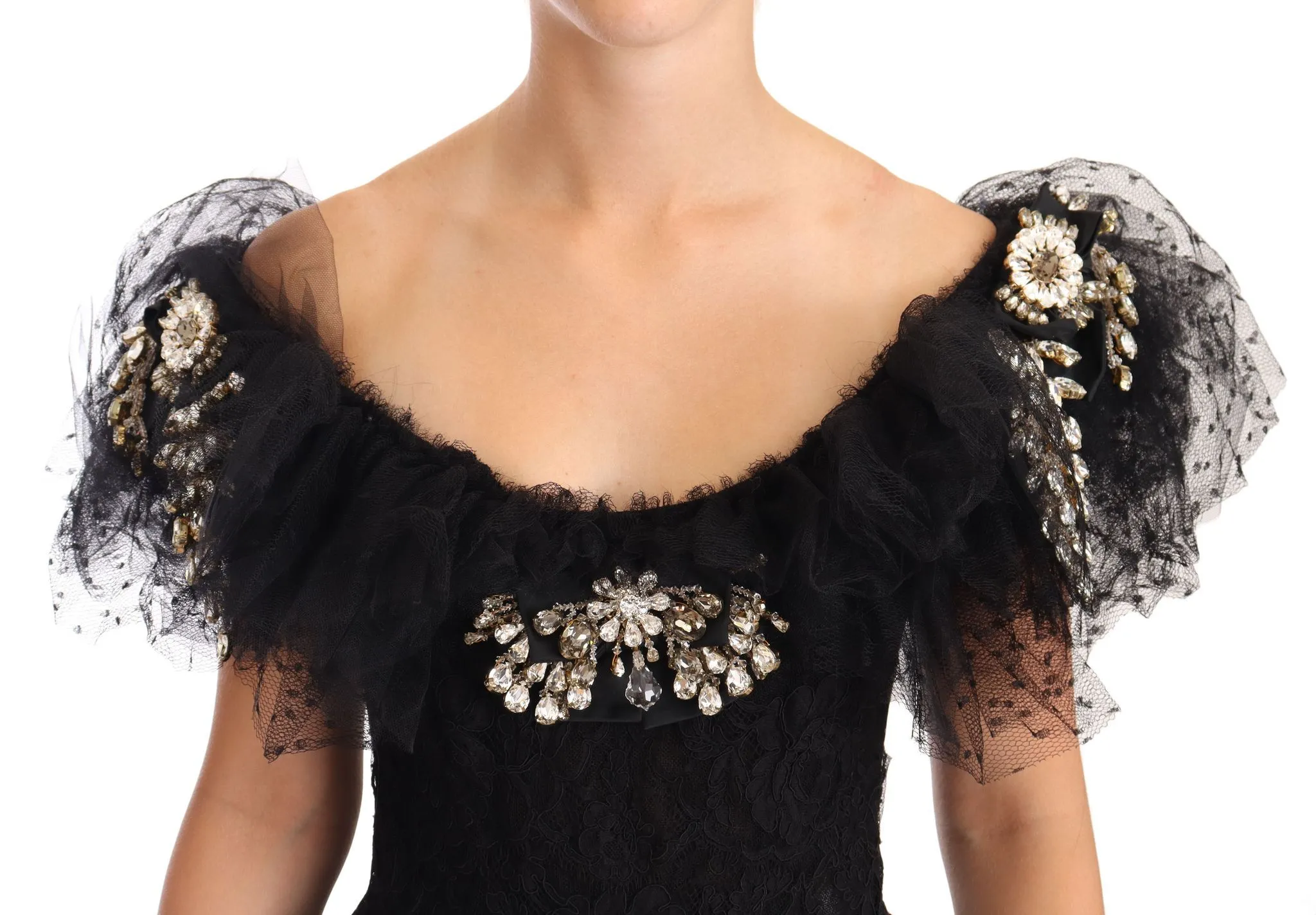 Dolce & Gabbana Women's Crystal Embellished Black Ball Gown Dress