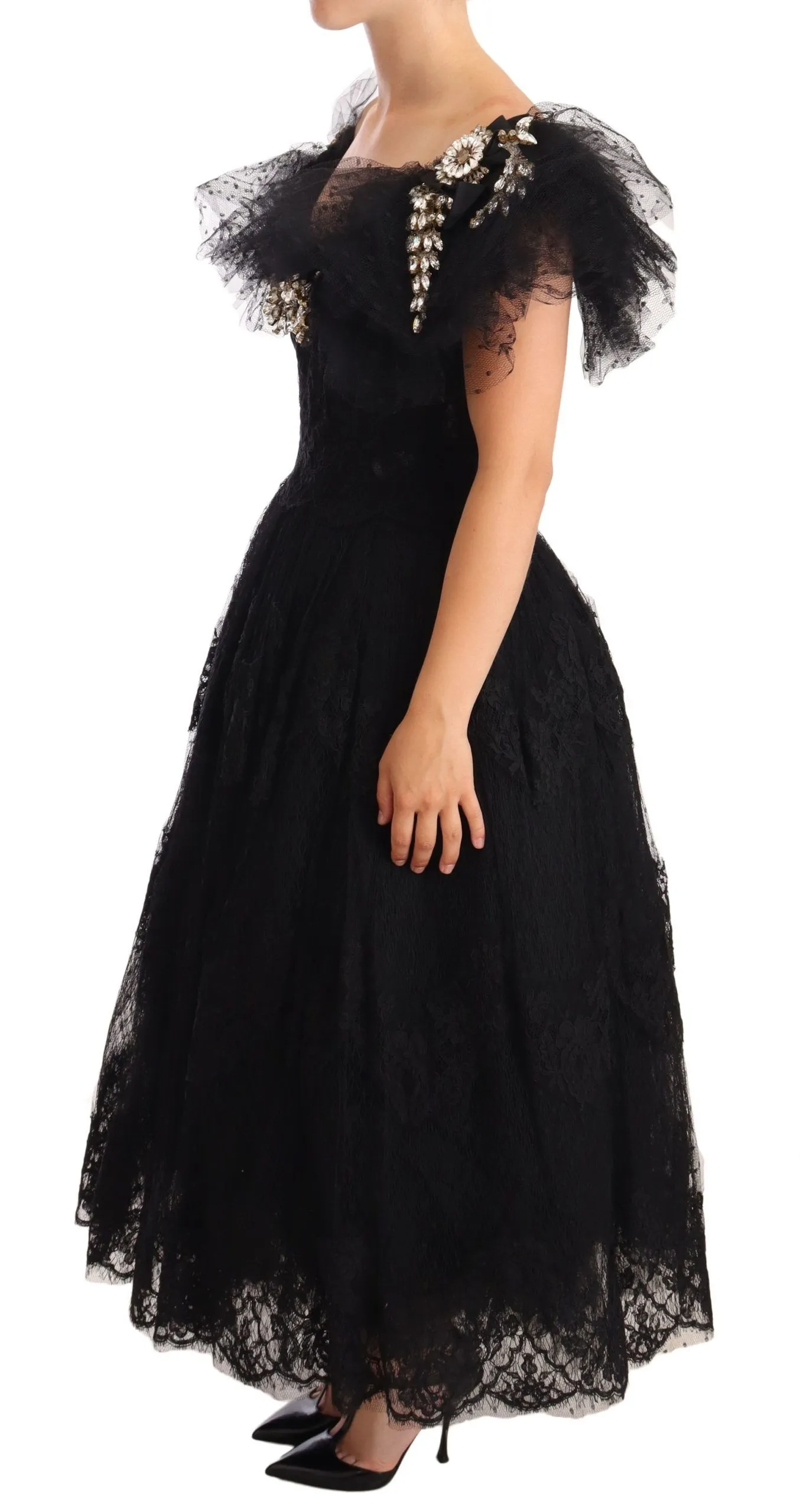 Dolce & Gabbana Women's Crystal Embellished Black Ball Gown Dress