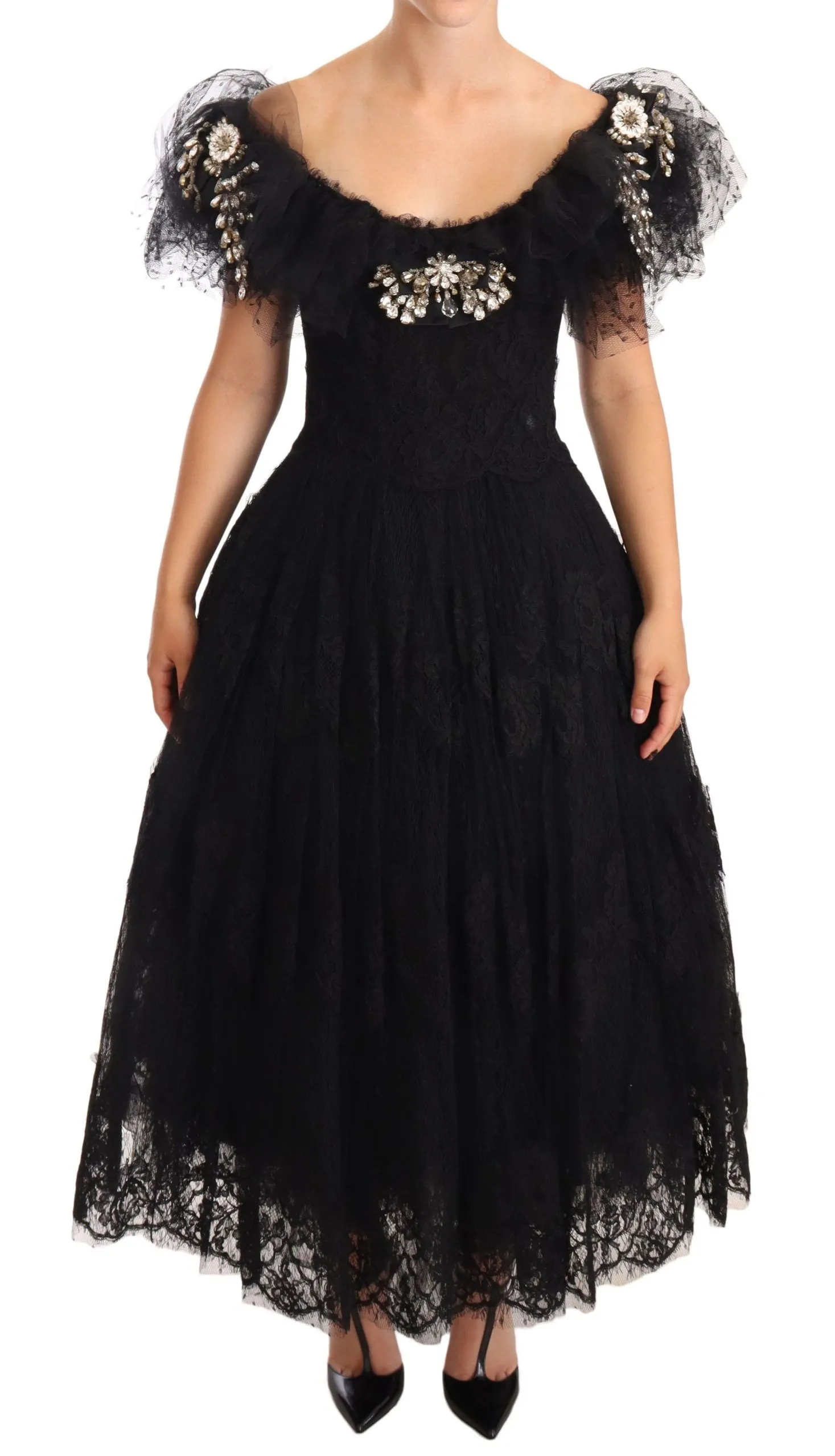Dolce & Gabbana Women's Crystal Embellished Black Ball Gown Dress