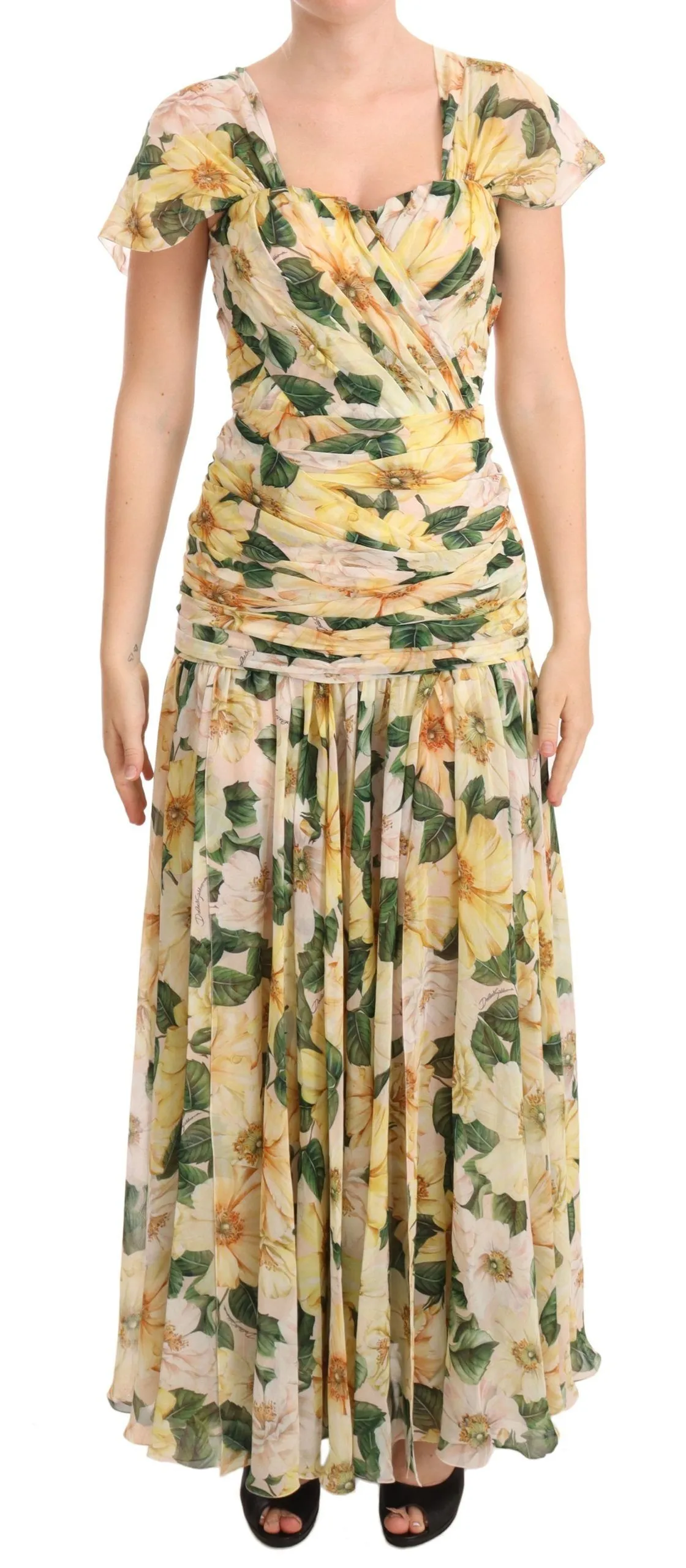 Dolce & Gabbana Women's Floral Elegance Silk Pleated Maxi Dress