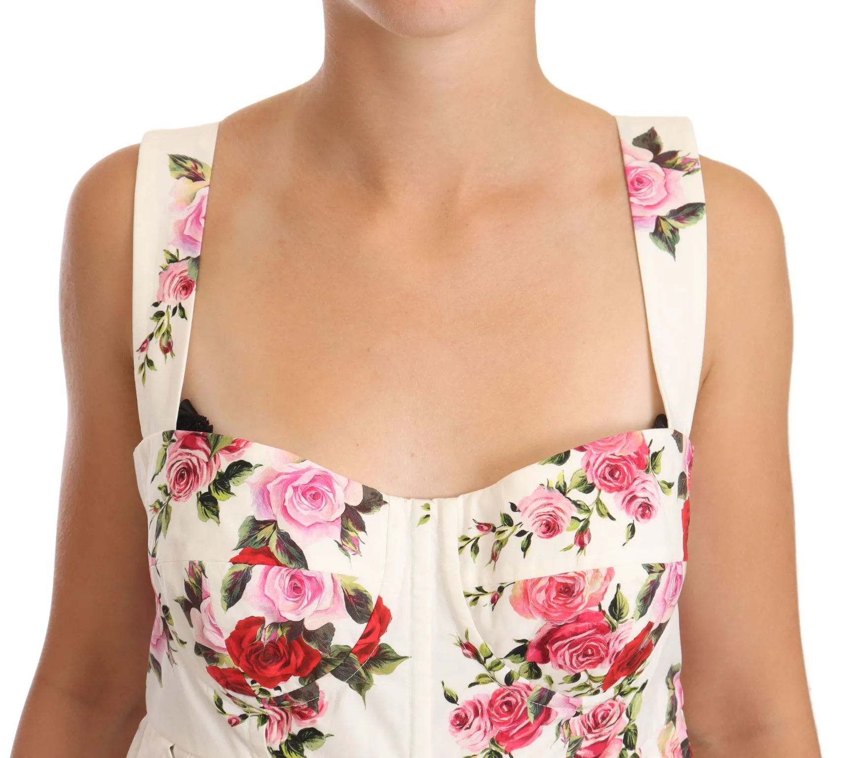 Dolce & Gabbana Women's Elegant White Floral Midi Pleated Dress
