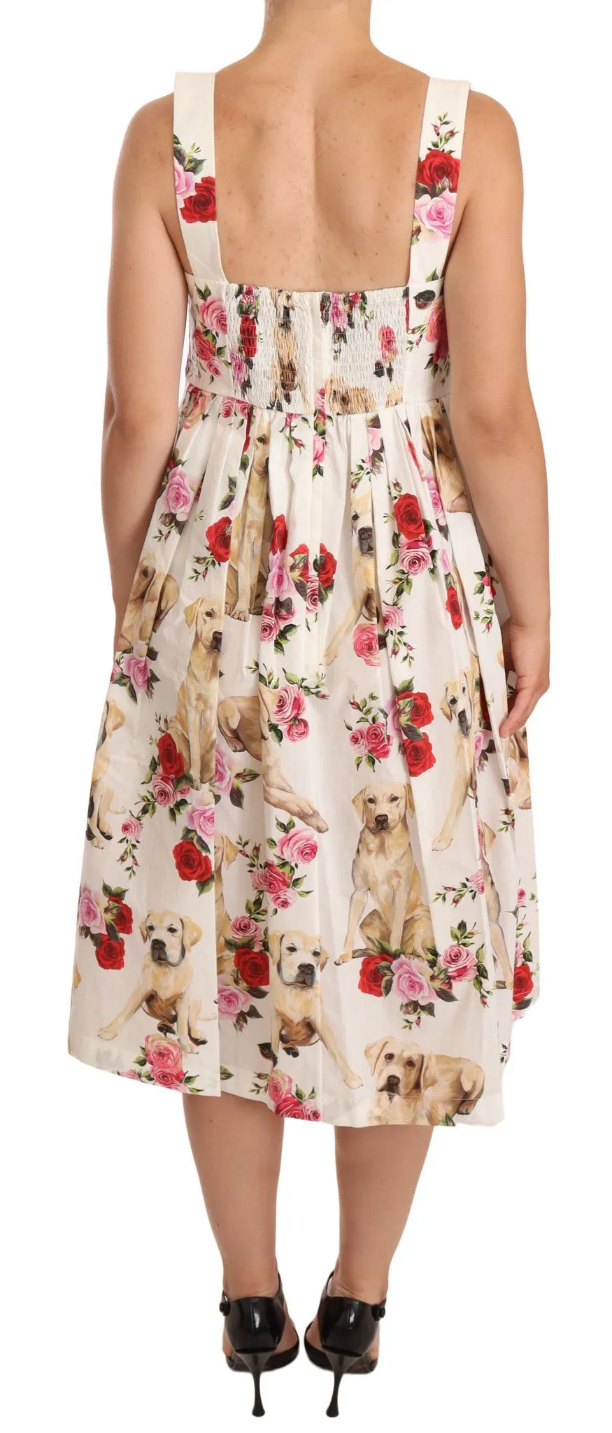 Dolce & Gabbana Women's Elegant White Floral Midi Pleated Dress