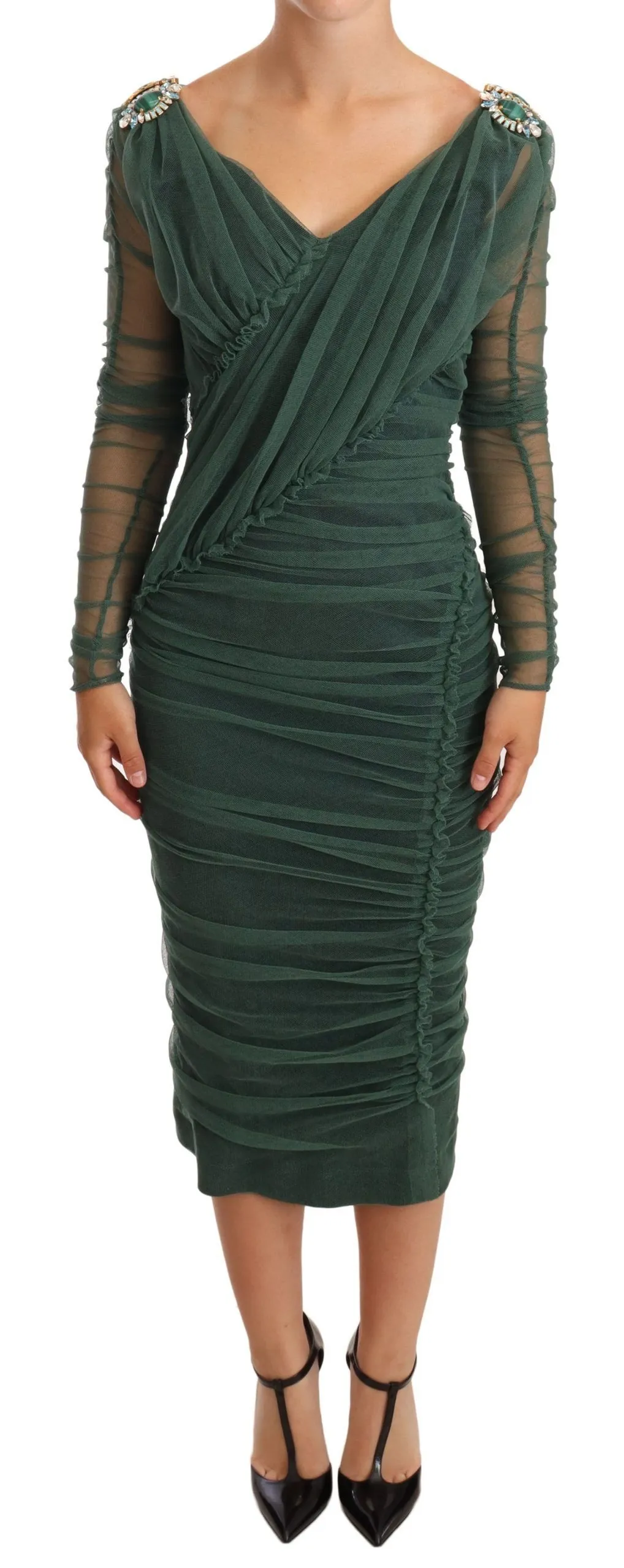 Dolce & Gabbana Women's Emerald Elegance Bodycon Midi Dress