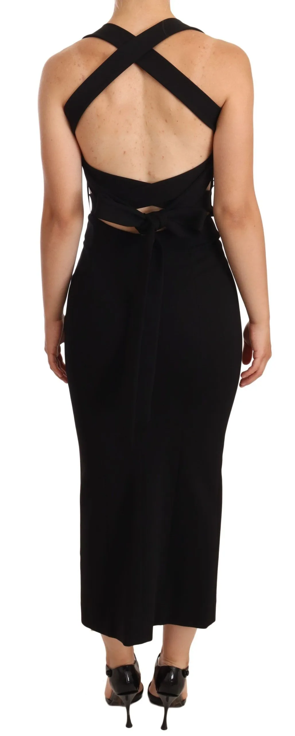 Dolce & Gabbana Women's Elegant Black Sheath Halter Dress