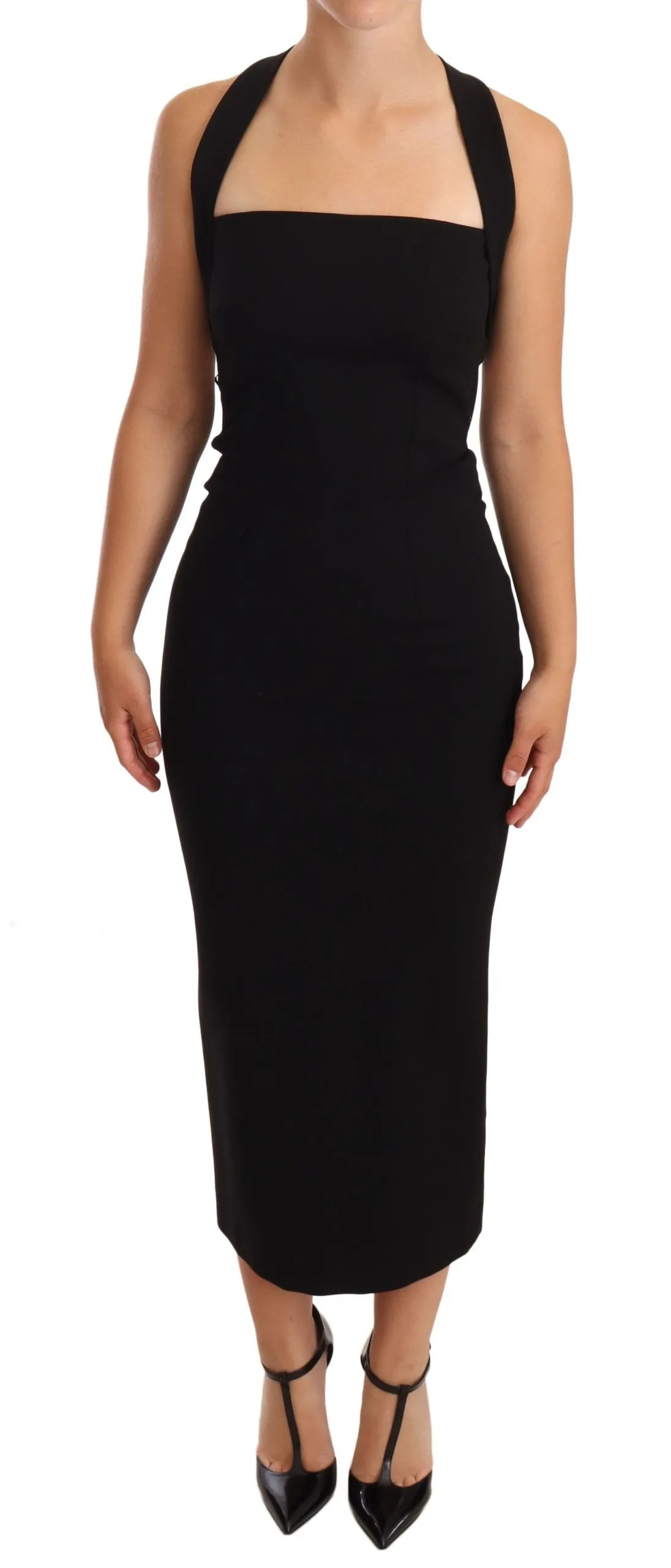 Dolce & Gabbana Women's Elegant Black Sheath Halter Dress
