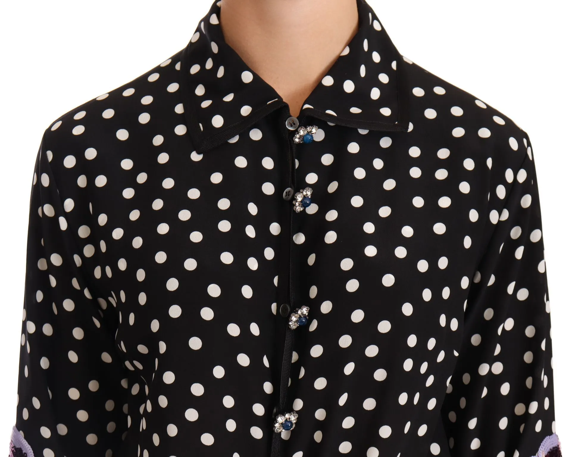Dolce & Gabbana Women's Elegant Silk Polka Dot Sequin Midi Dress