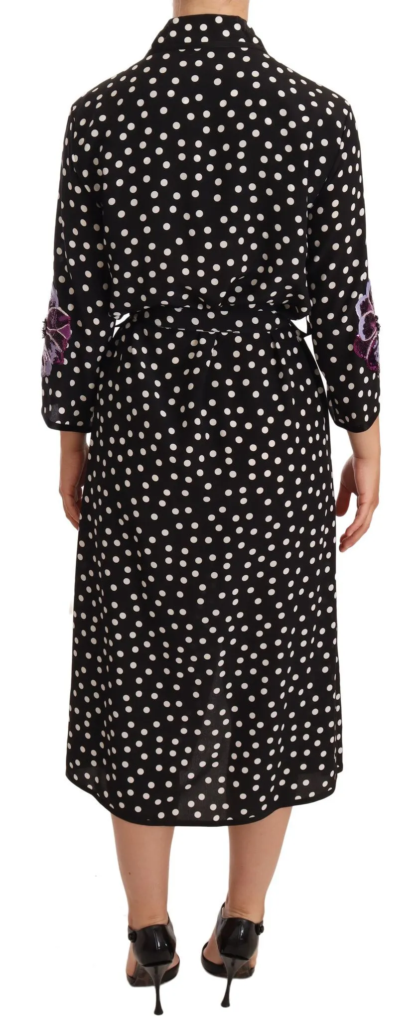 Dolce & Gabbana Women's Elegant Silk Polka Dot Sequin Midi Dress