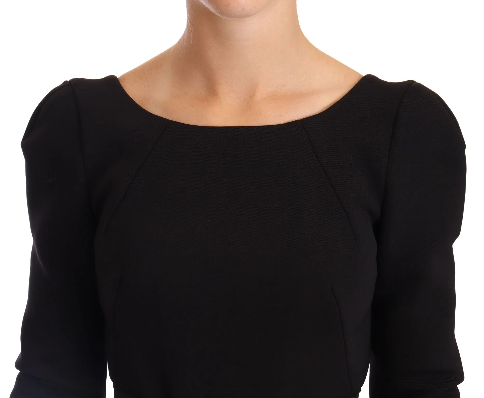 Dolce & Gabbana Women's Elegant Black Stretch Sheath Mid-Calf Dress