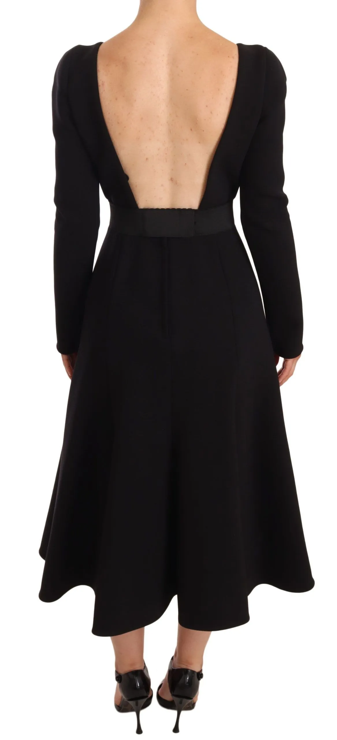 Dolce & Gabbana Women's Elegant Black Stretch Sheath Mid-Calf Dress