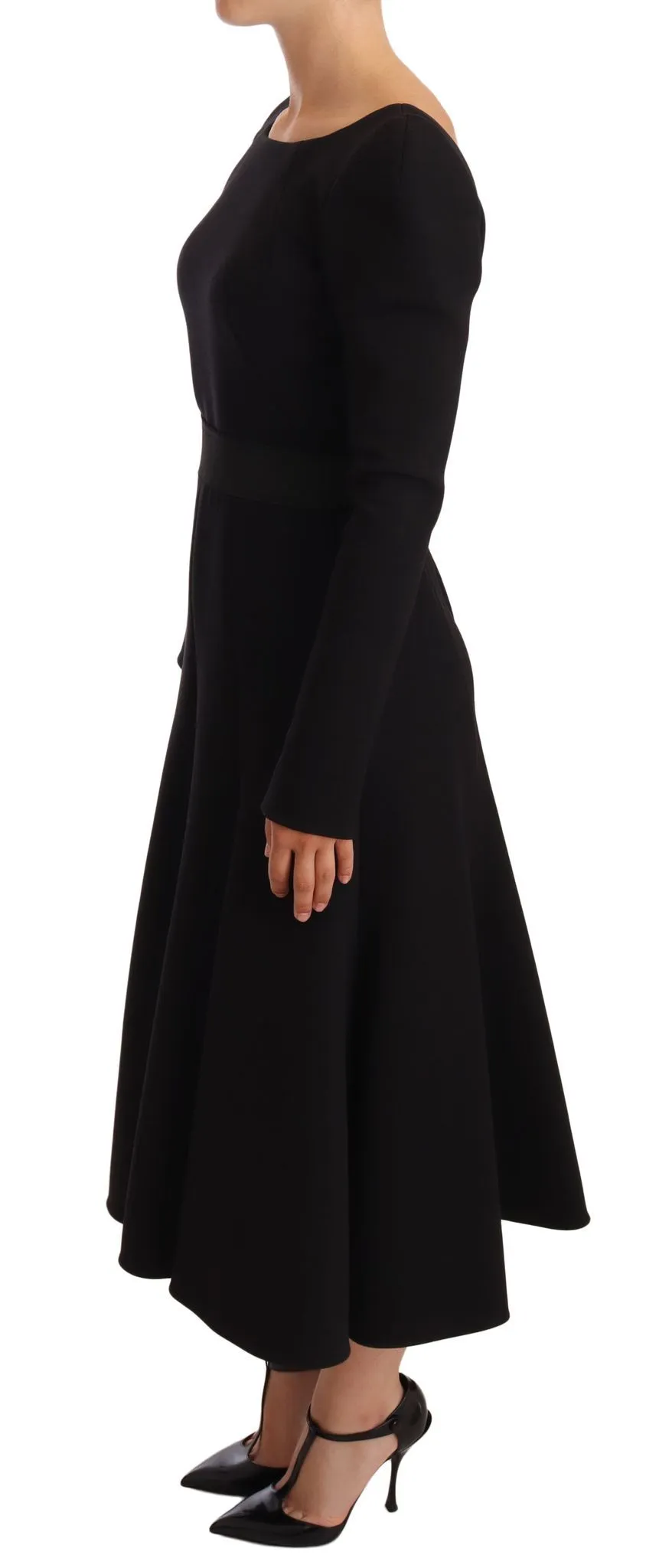 Dolce & Gabbana Women's Elegant Black Stretch Sheath Mid-Calf Dress