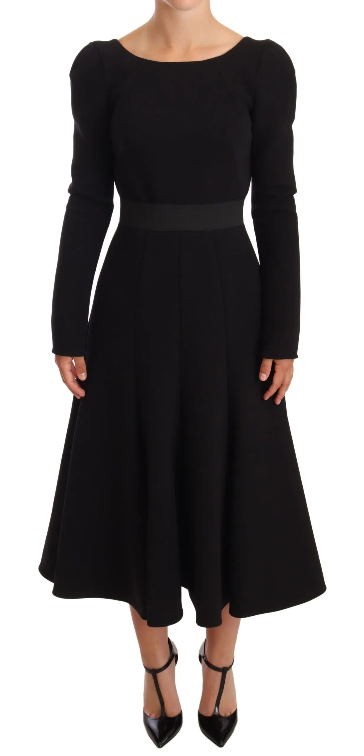 Dolce & Gabbana Women's Elegant Black Stretch Sheath Mid-Calf Dress