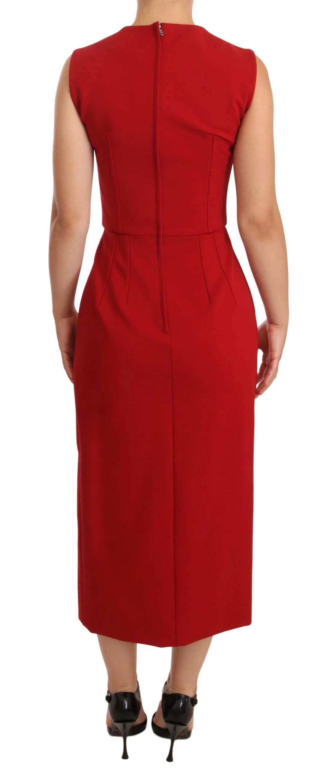 Dolce & Gabbana Women's Elegant Sweetheart Midi Dress in Red