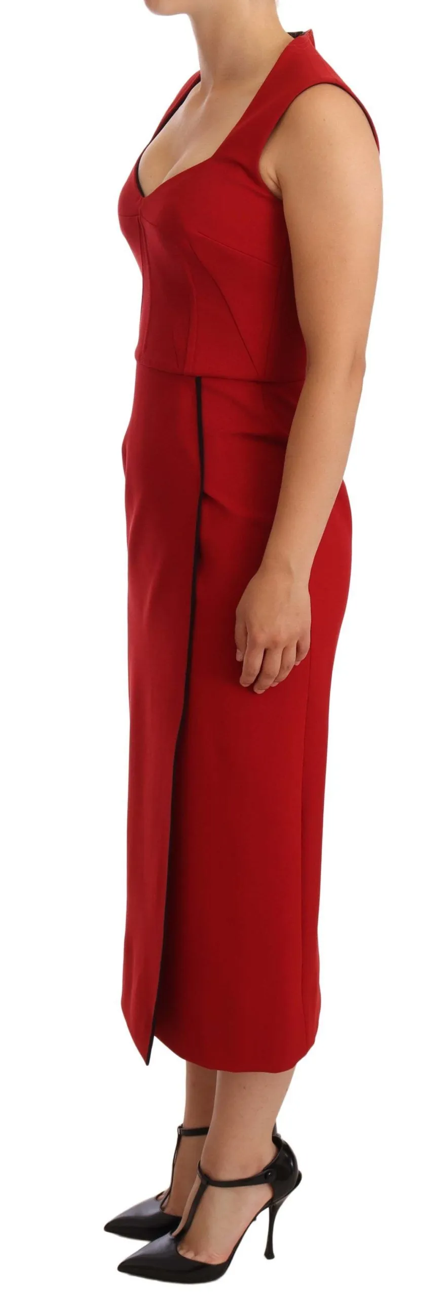 Dolce & Gabbana Women's Elegant Sweetheart Midi Dress in Red