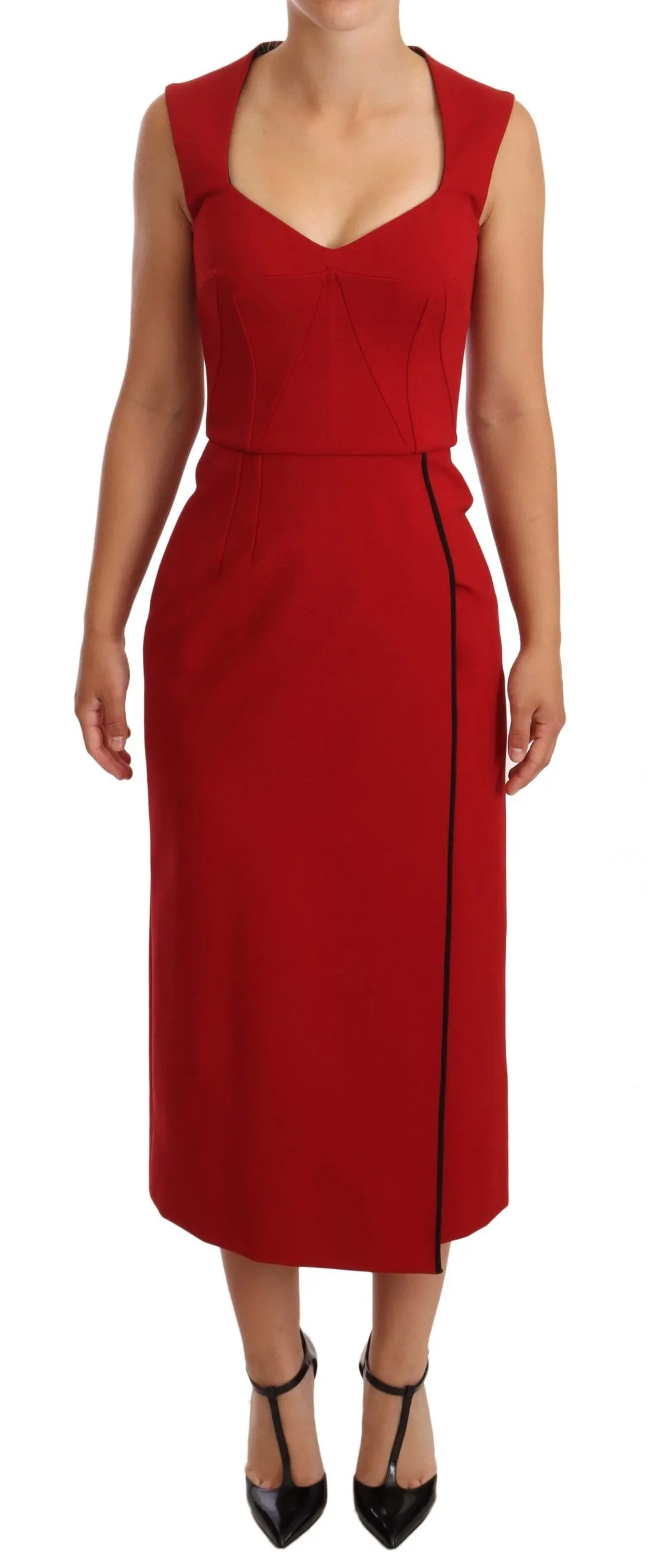 Dolce & Gabbana Women's Elegant Sweetheart Midi Dress in Red
