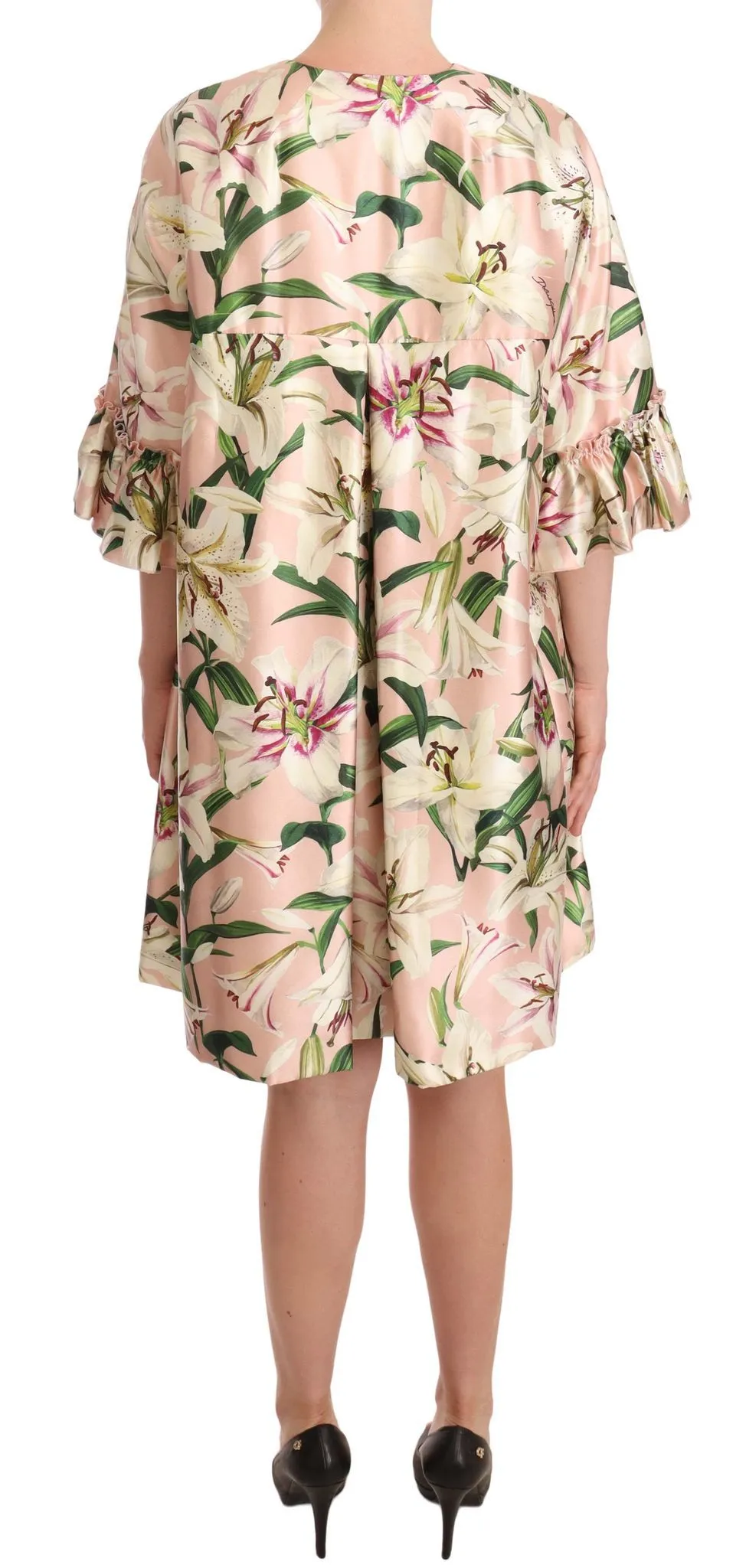 Dolce & Gabbana Women's Elegant Floral Ruffled Silk Long Coat