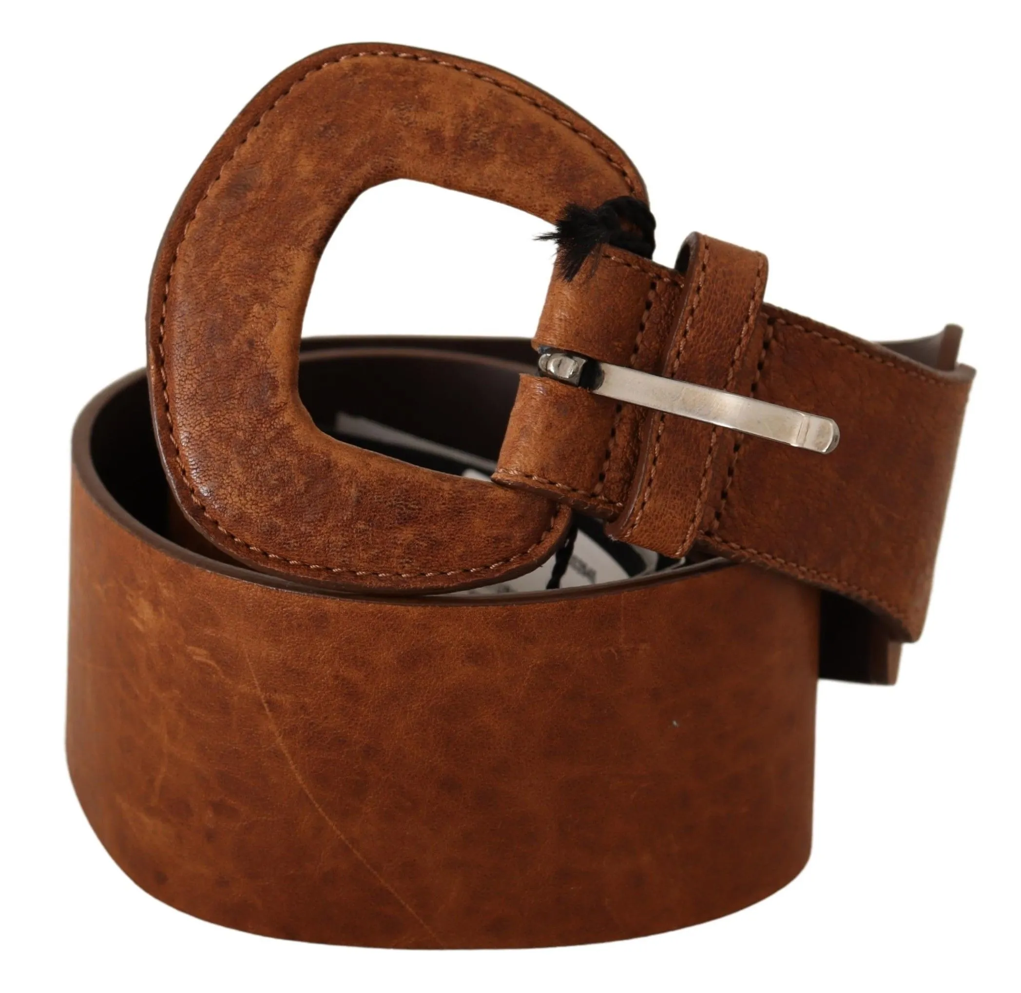 Costume National Women's Elegant Brown Leather Fashion Belt