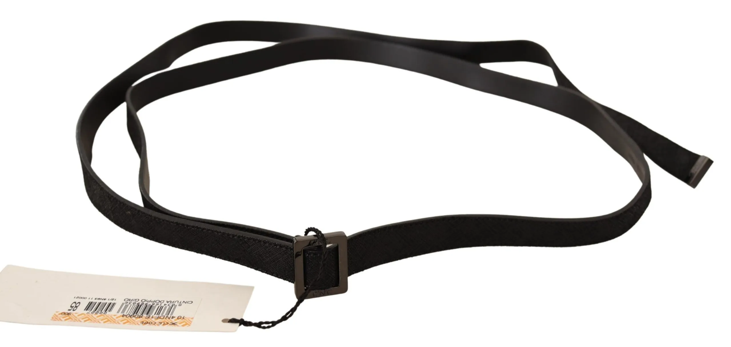 Costume National Women's Chic Black Leather Fashion Belt with Metal Buckle
