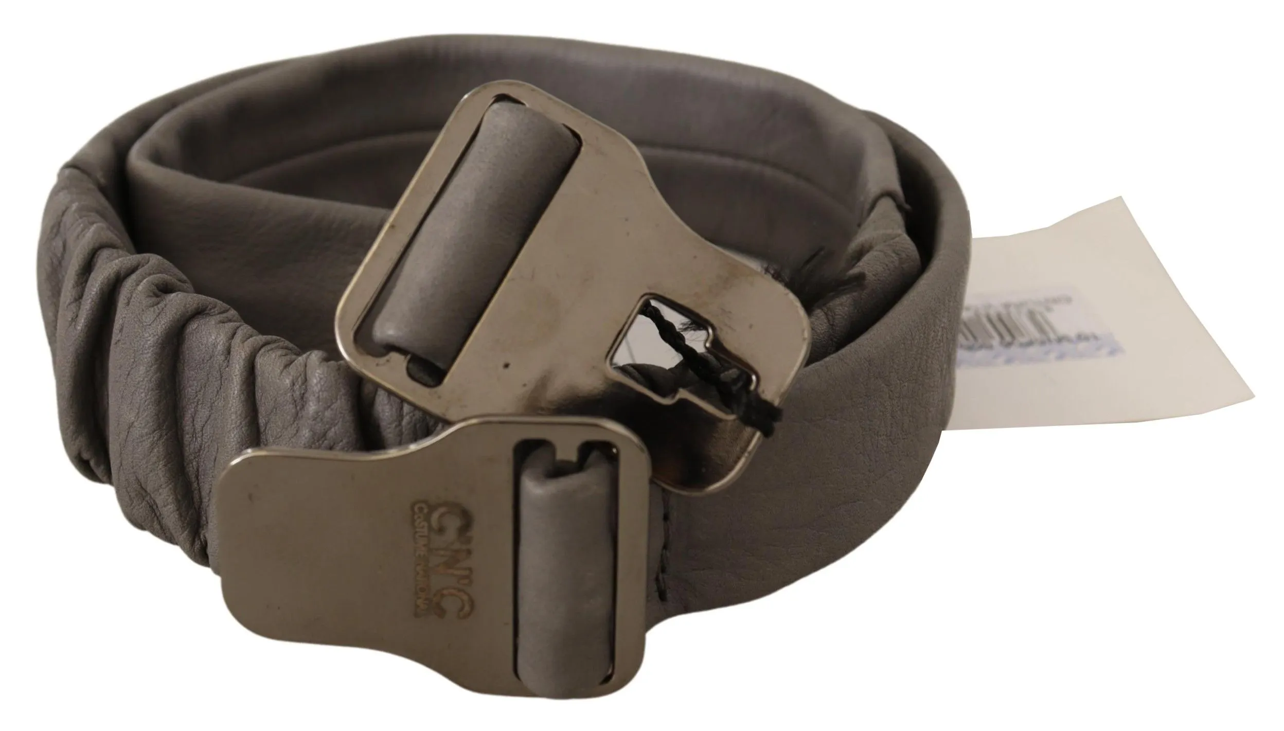 Costume National Women's Elegant Gray Leather Fashion Belt