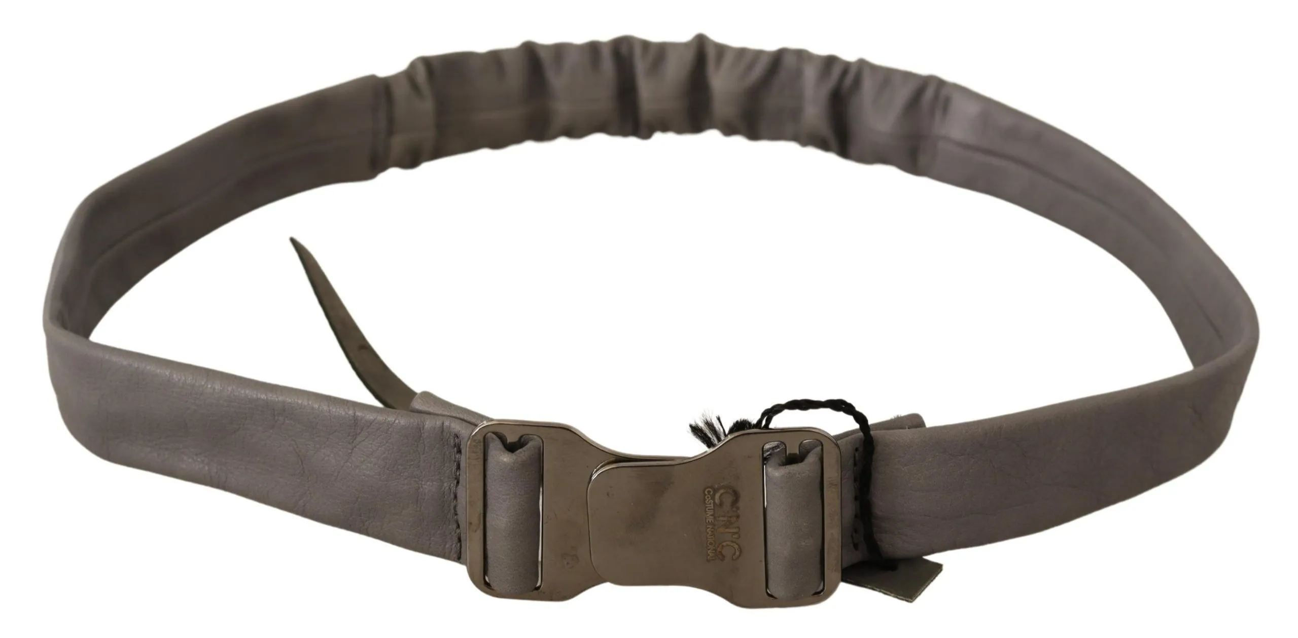 Costume National Women's Elegant Gray Leather Fashion Belt