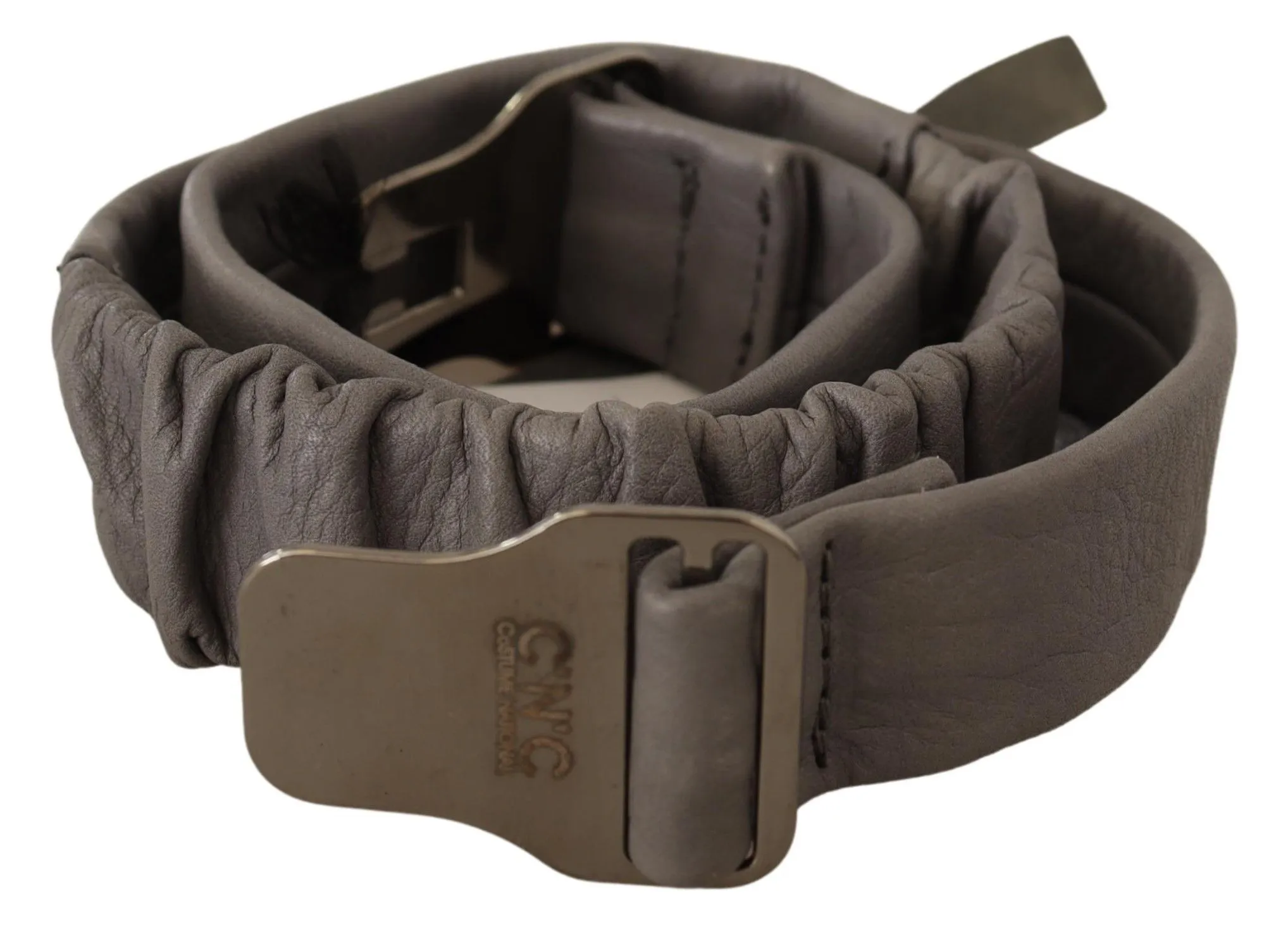 Costume National Women's Elegant Gray Leather Fashion Belt