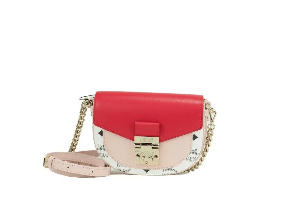 MCM Women's Patricia Mini Firefly Red Visetos Leather Crossbody Belt Handbag Bag Purse